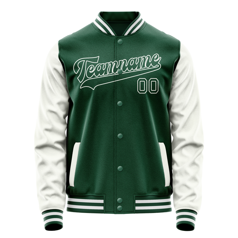 Custom Kelly-Green White Solid Color Varsity Letterman Jacket JA02240617ZF233