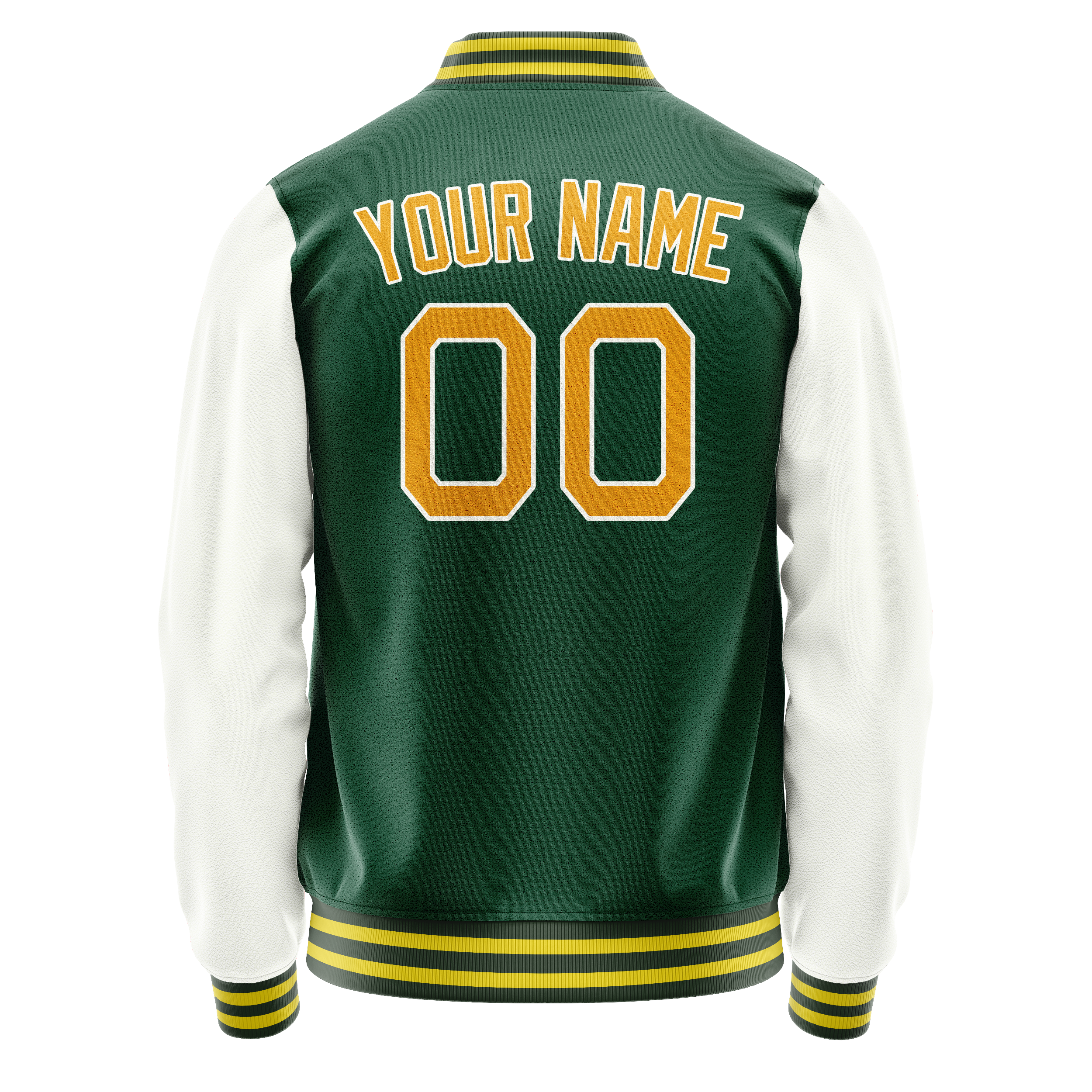 Custom Kelly-Green White Solid Color Varsity Letterman Jacket JA02240617ZF225