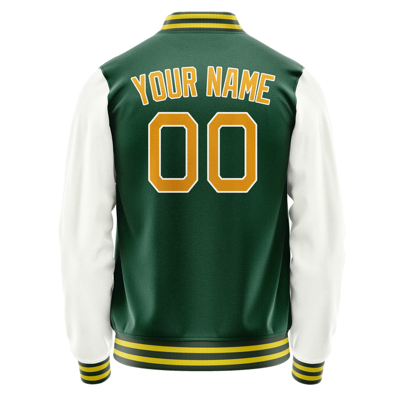 Custom Kelly-Green White Solid Color Varsity Letterman Jacket JA02240617ZF225