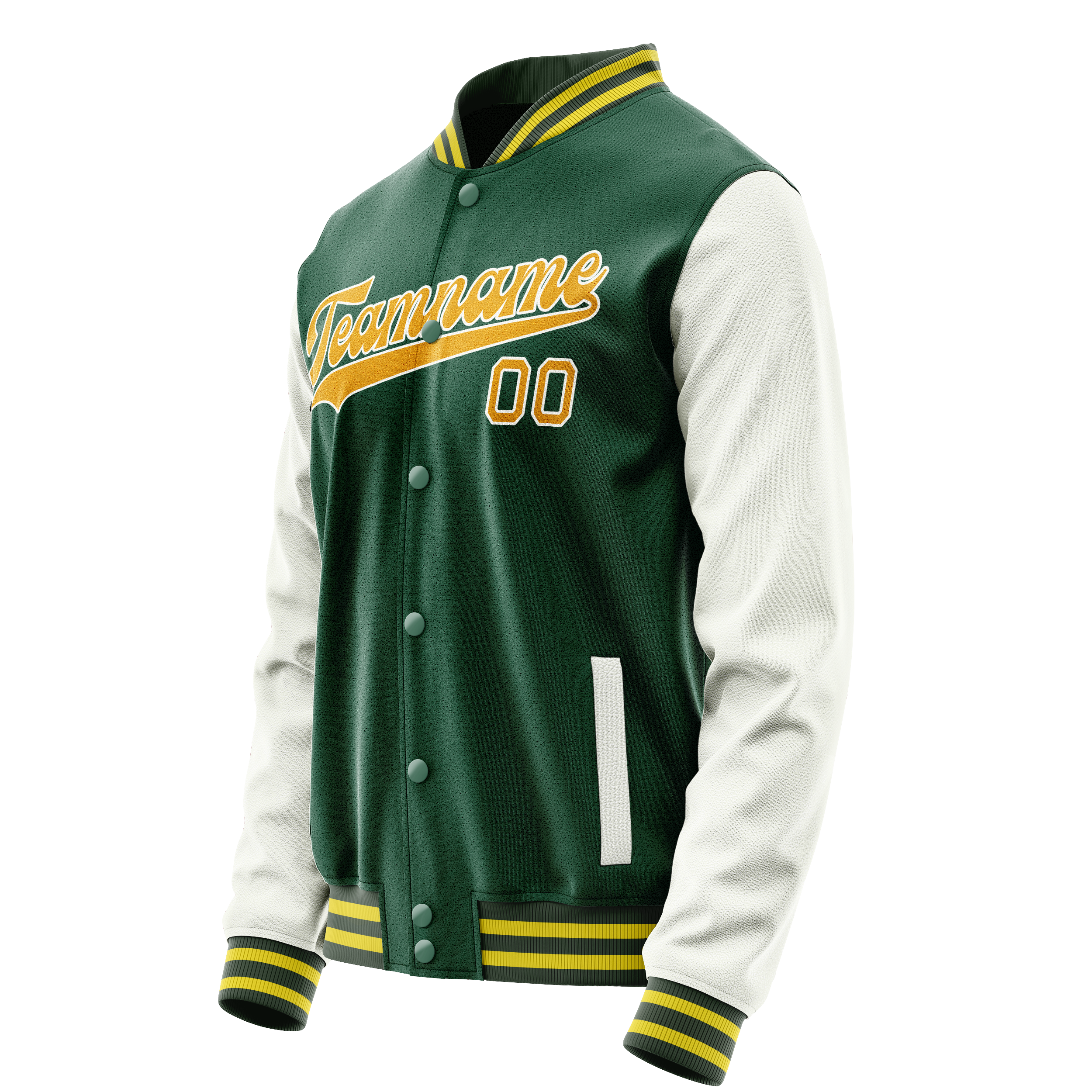 Custom Kelly-Green White Solid Color Varsity Letterman Jacket JA02240617ZF225