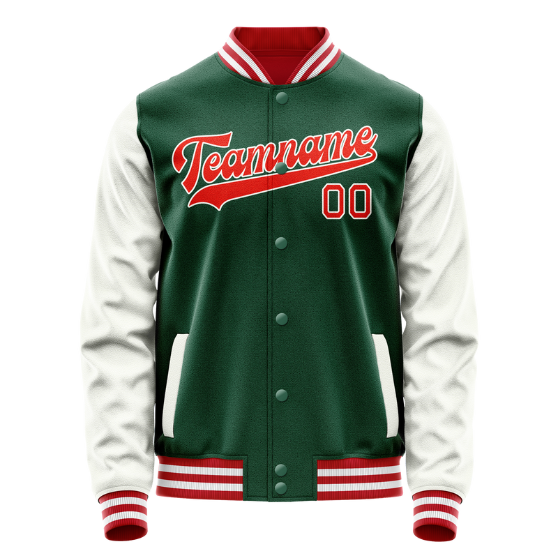 Custom Kelly-Green White Solid Color Varsity Letterman Jacket JA02240617ZF214
