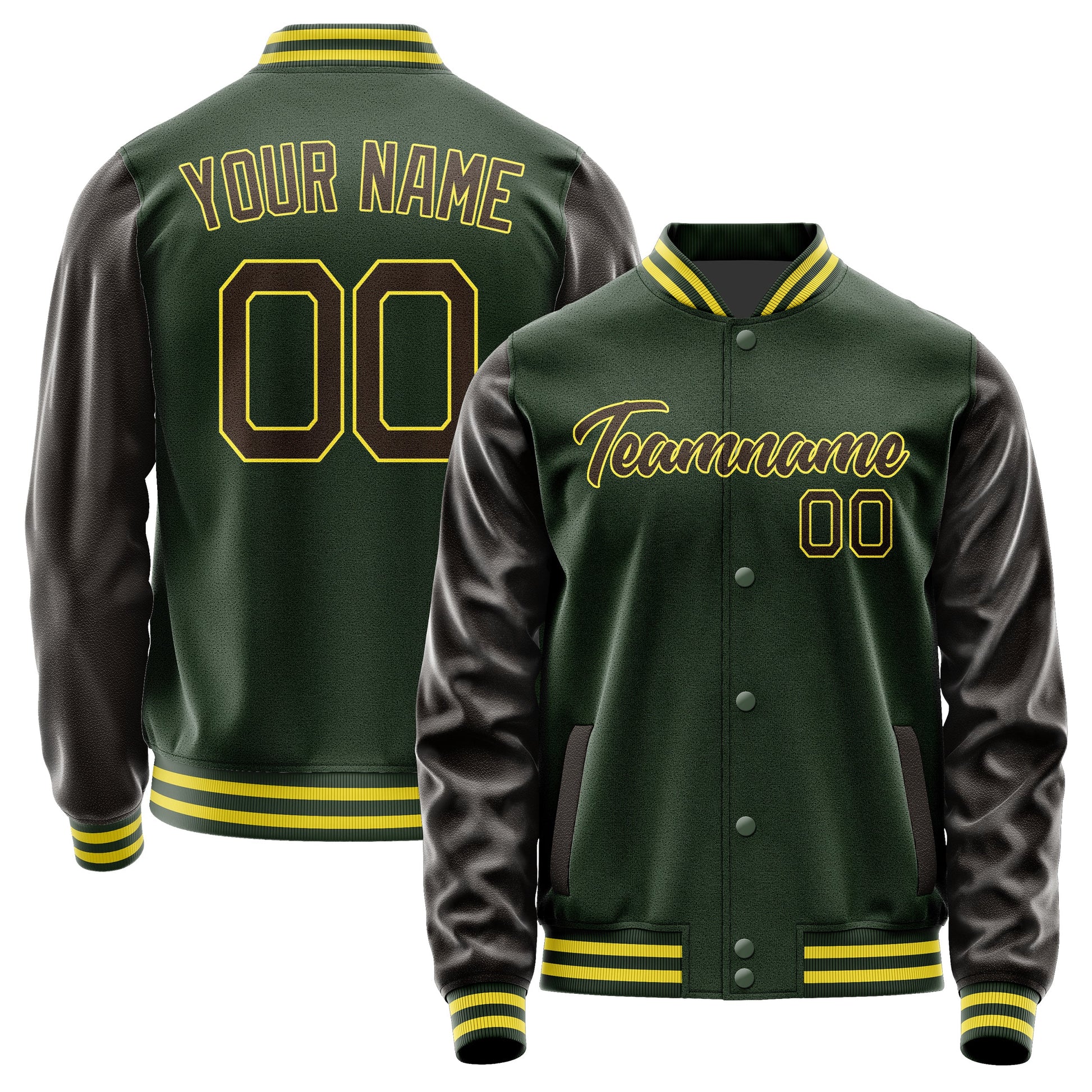 Custom Dark Green Brown Jacket JA0606010626B22601