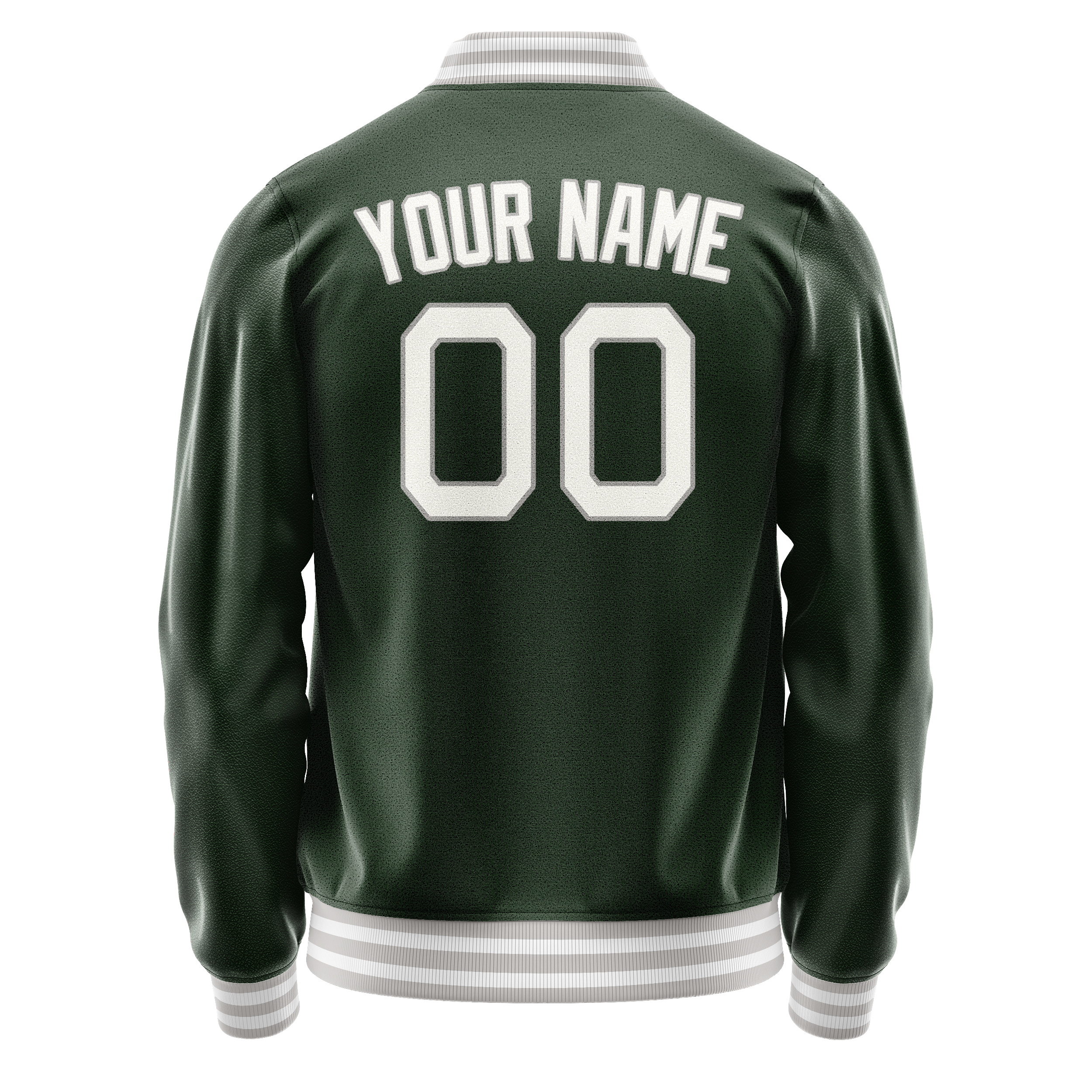 Custom Green Gray Solid Color Varsity Letterman Jacket JA02240617JG183
