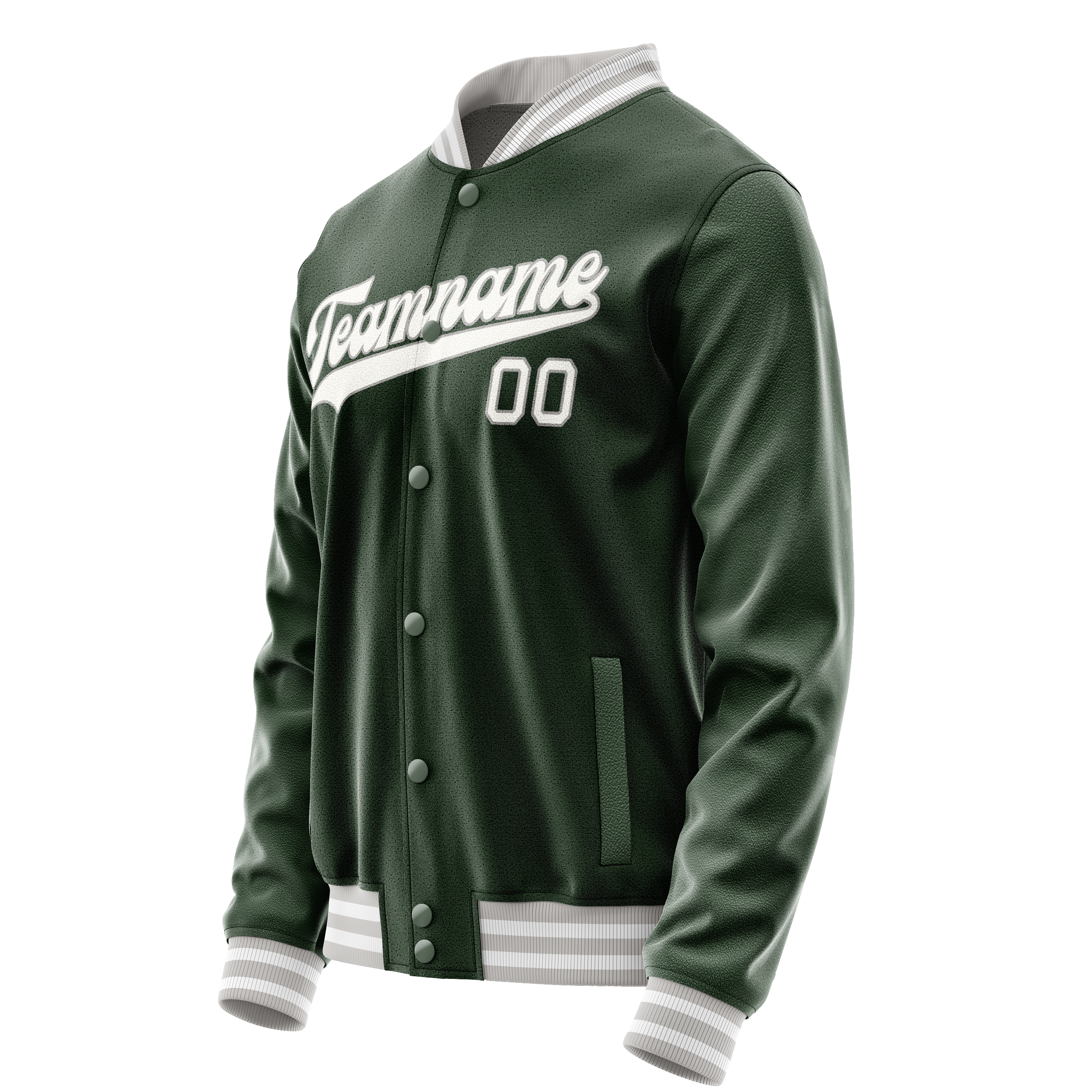 Custom Green Gray Solid Color Varsity Letterman Jacket JA02240617JG183