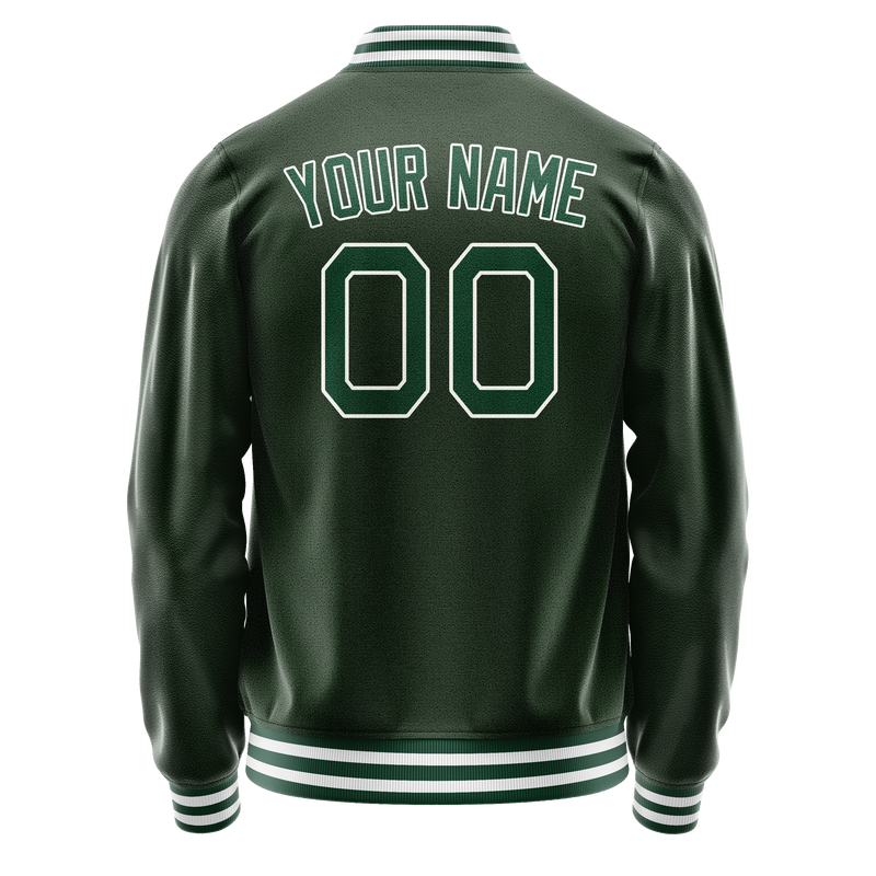 Custom Green White Solid Color Varsity Letterman Jacket JA02240617JG195