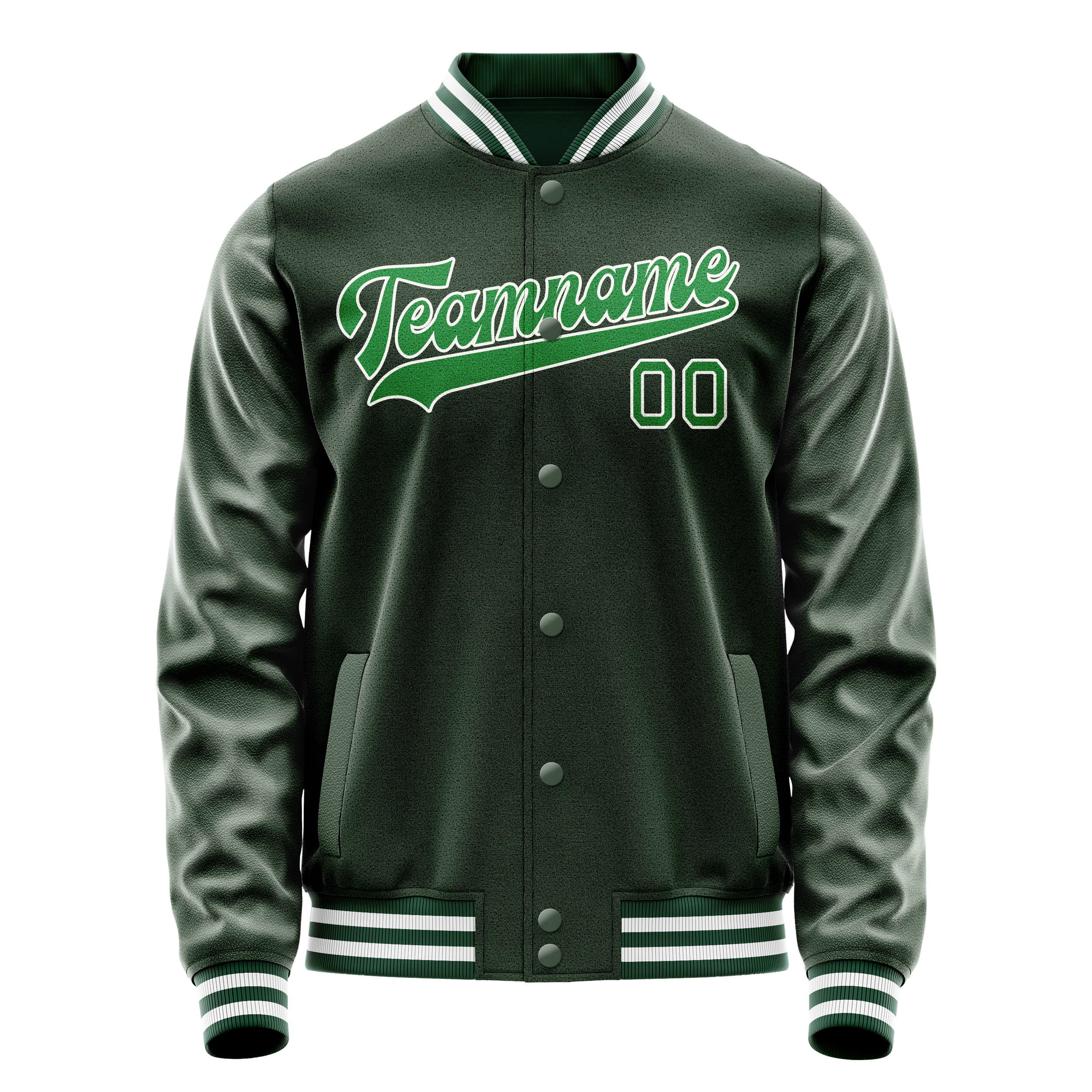 Custom Green Kelly-Green Solid Color Varsity Letterman Jacket JA02240617JG181