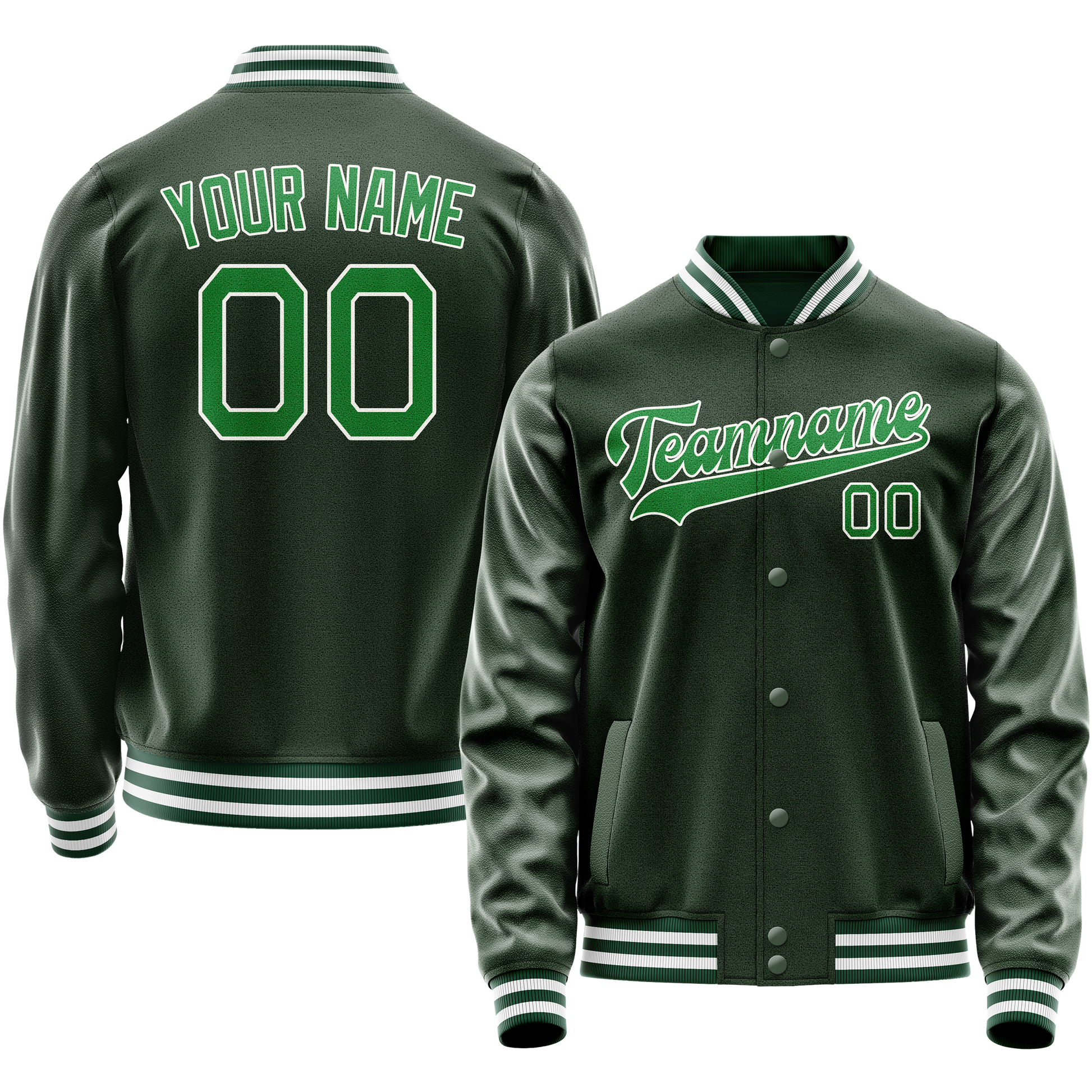 Custom Green Kelly-Green Solid Color Varsity Letterman Jacket JA02240617JG181