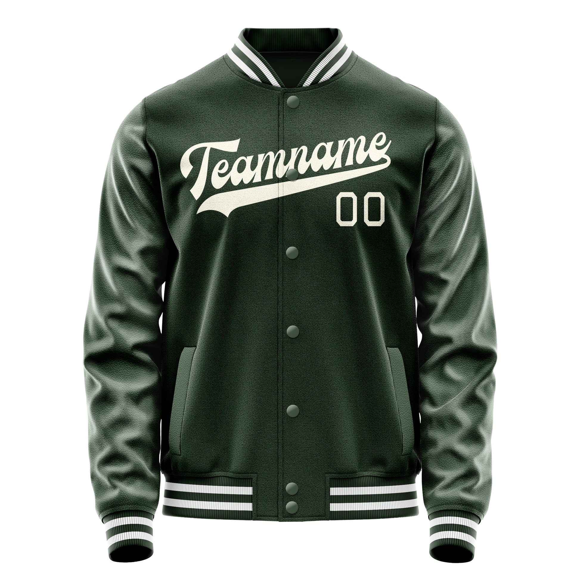 Custom Green Cream Solid Color Varsity Letterman Jacket JA02240617JG179