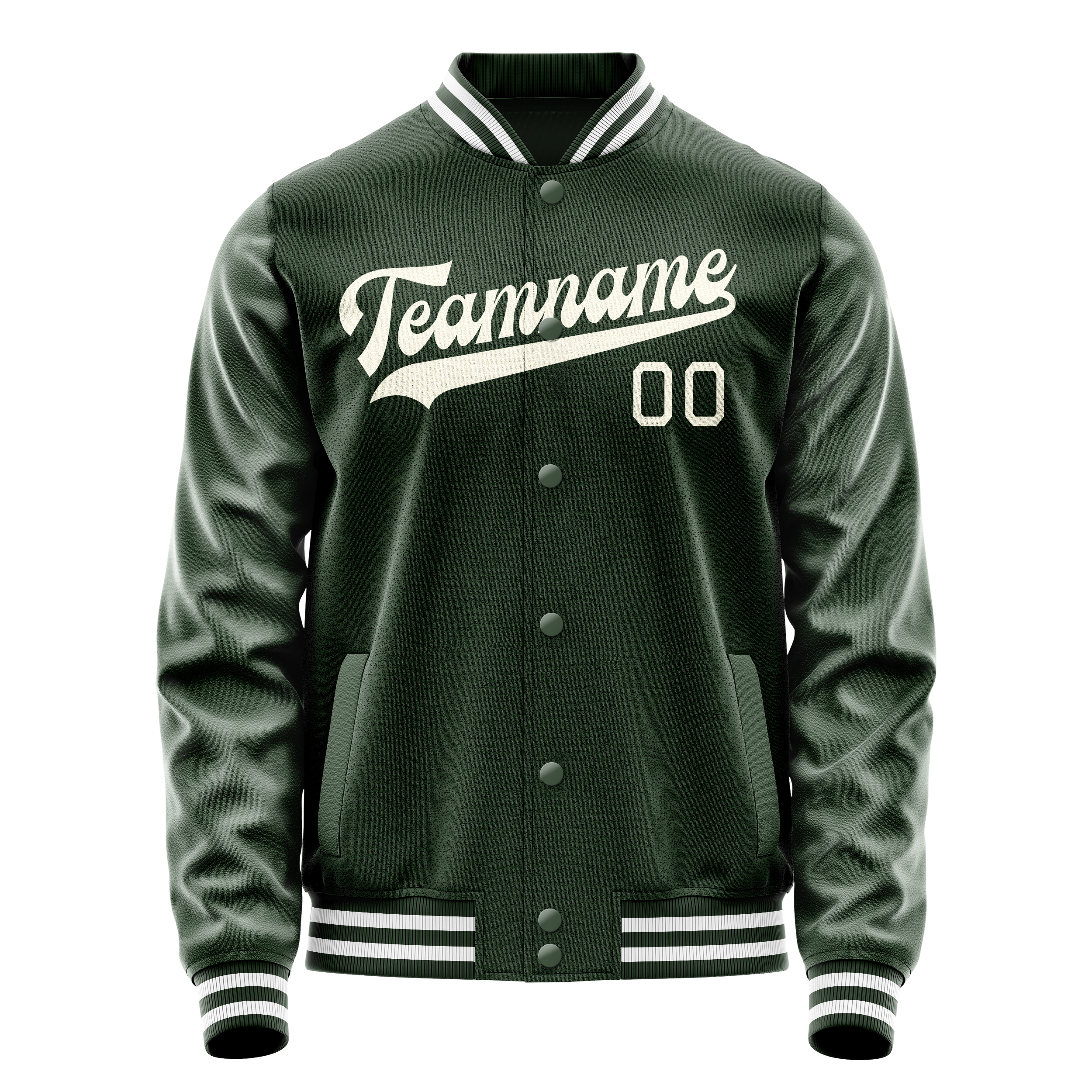 Custom Green Cream Solid Color Varsity Letterman Jacket JA02240617JG179