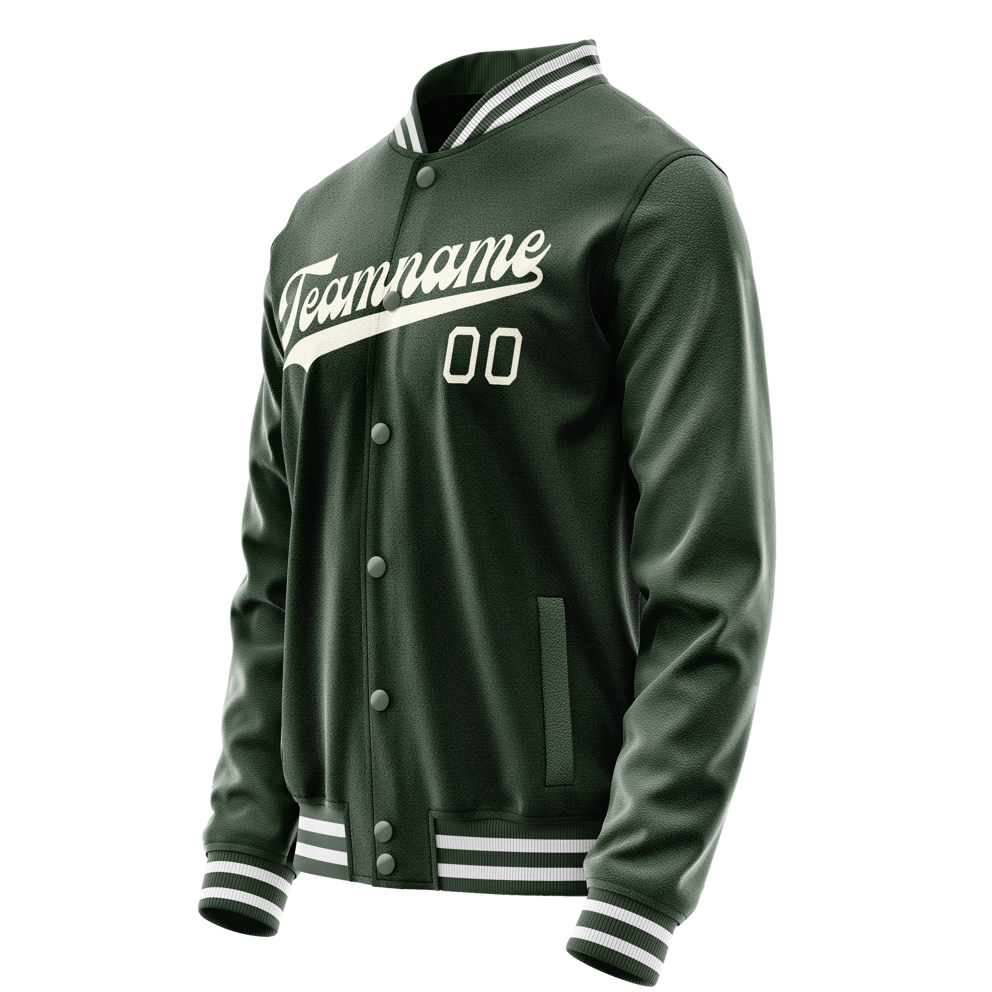 Custom Green Cream Solid Color Varsity Letterman Jacket JA02240617JG179