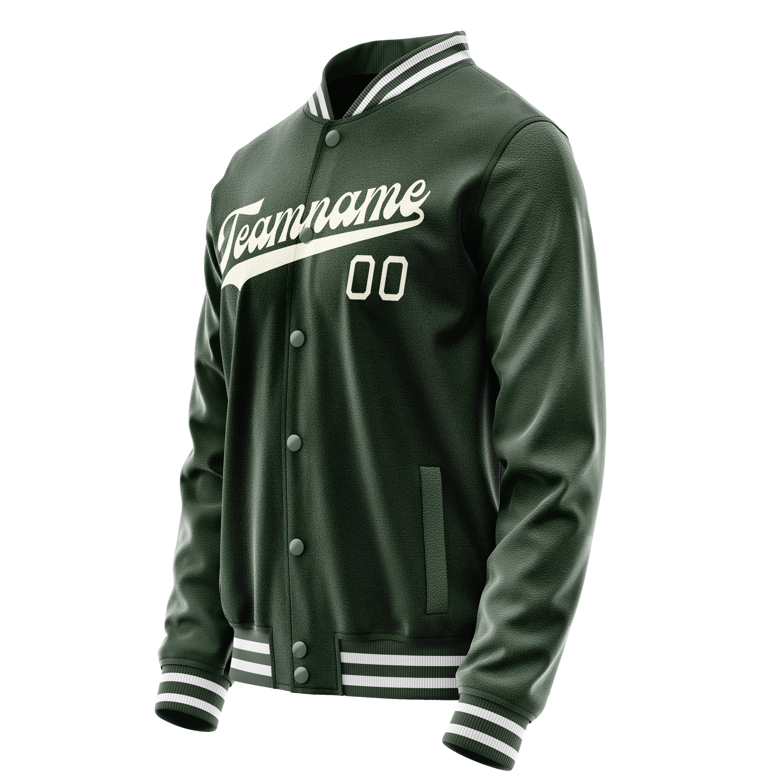 Custom Green Cream Solid Color Varsity Letterman Jacket JA02240617JG179
