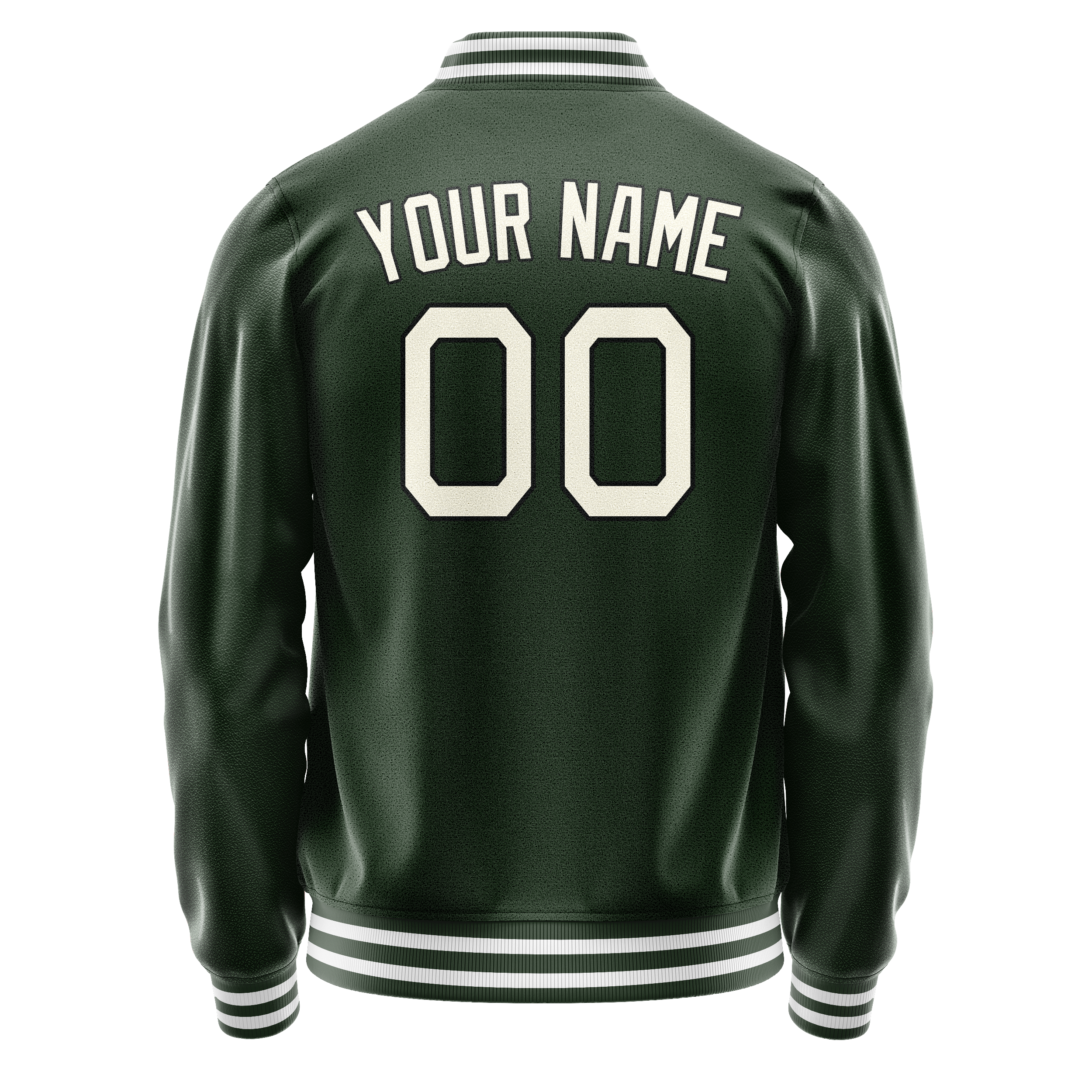 Custom Green Cream Solid Color Varsity Letterman Jacket JA02240617JG190