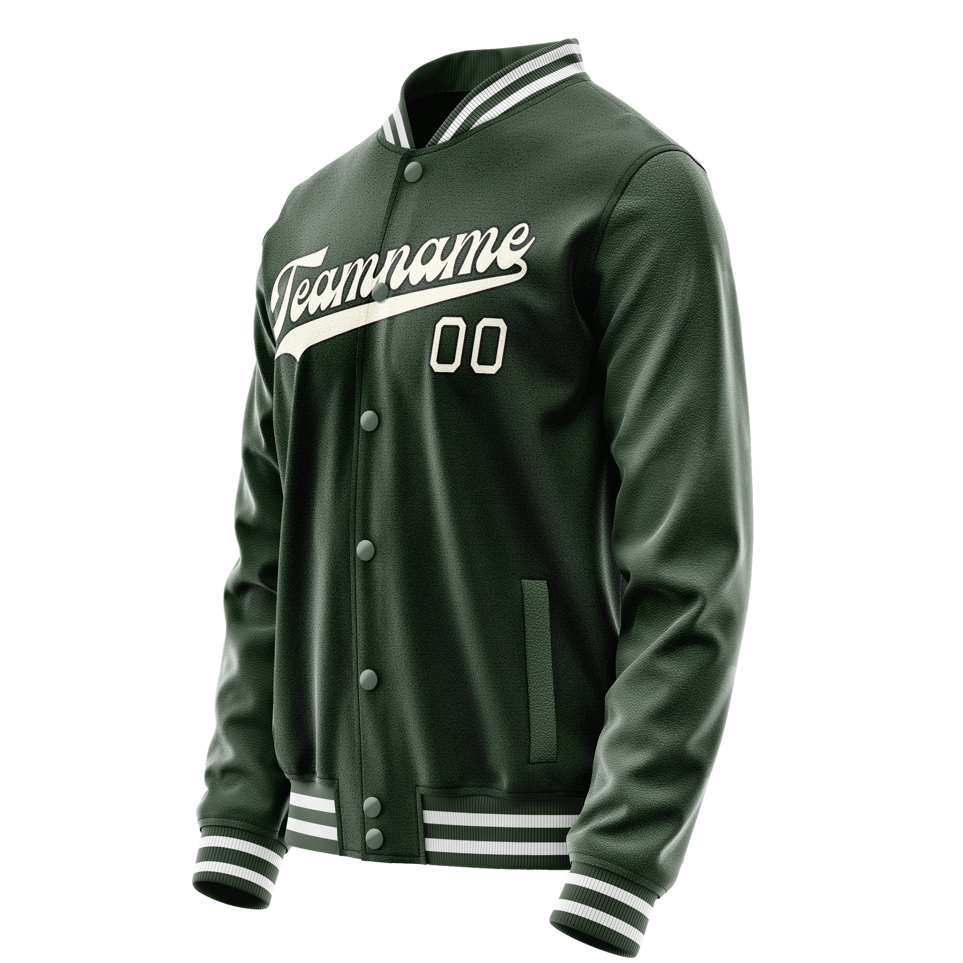 Custom Green Cream Solid Color Varsity Letterman Jacket JA02240617JG190