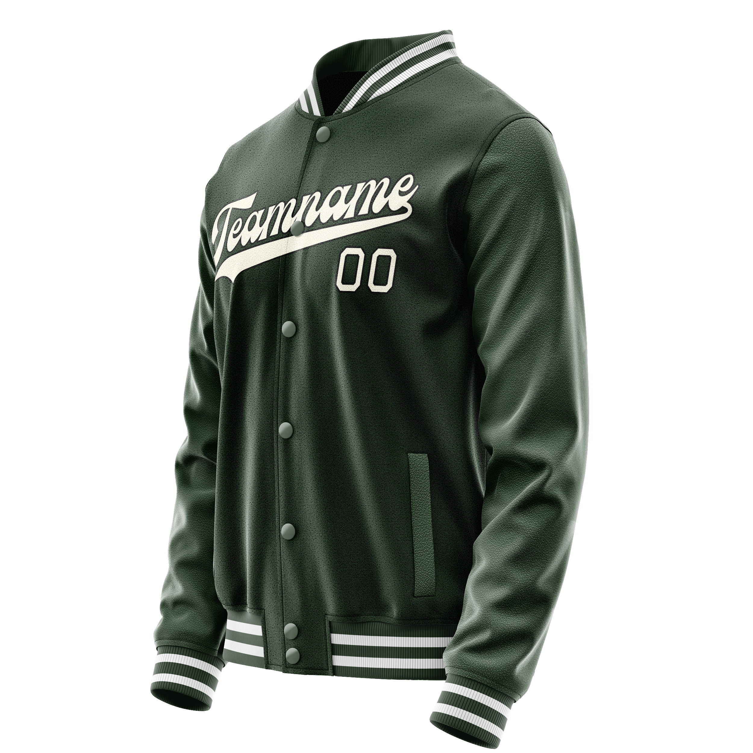 Custom Green Cream Solid Color Varsity Letterman Jacket JA02240617JG190