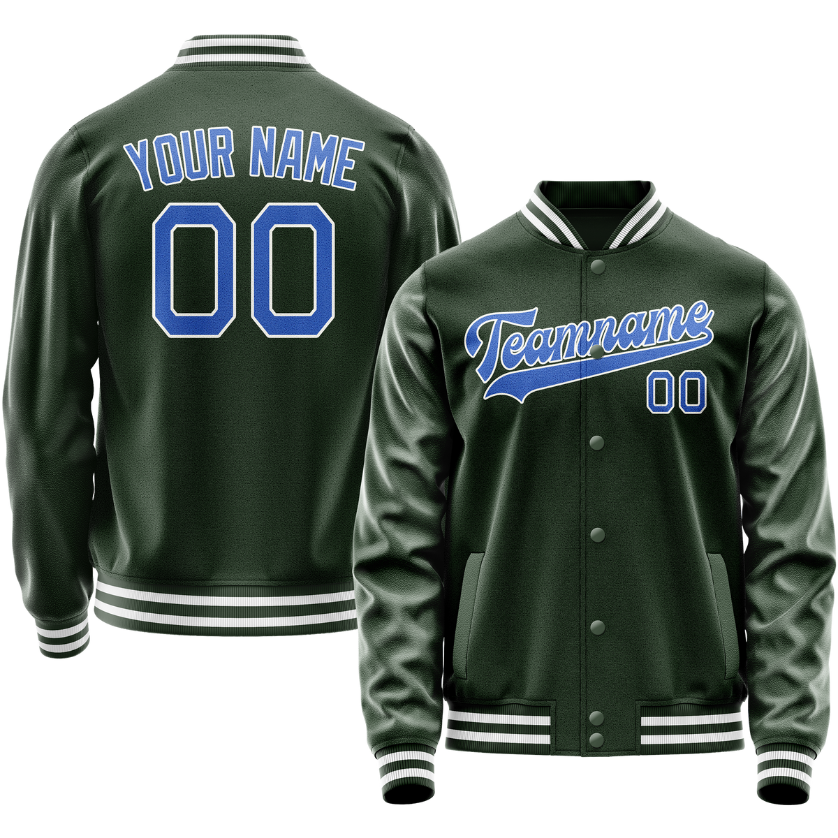 Custom Green Light-Blue Solid Color Varsity Letterman Jacket JA02240617JG186