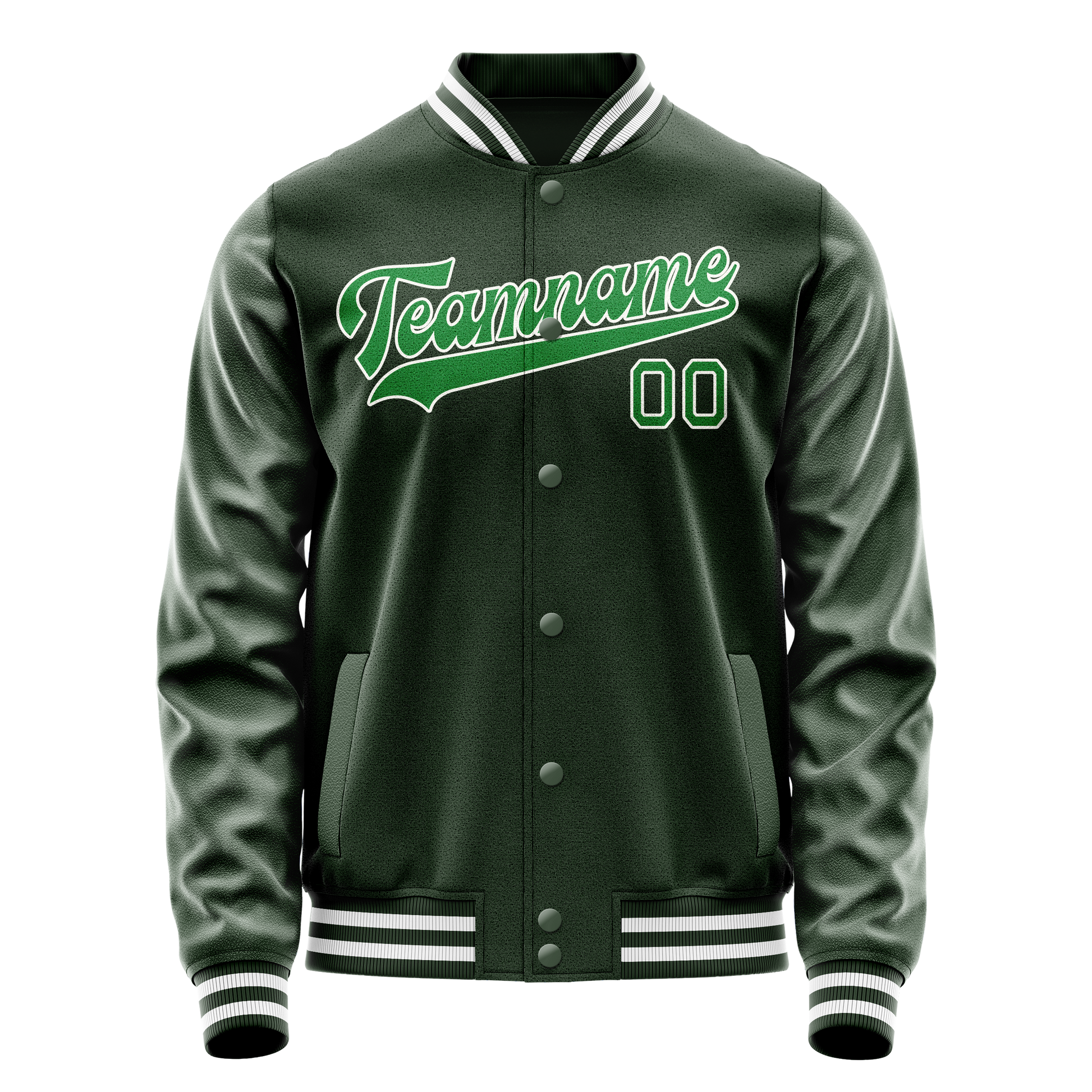 Custom Green Neon-Green Solid Color Varsity Letterman Jacket JA02240617JG196