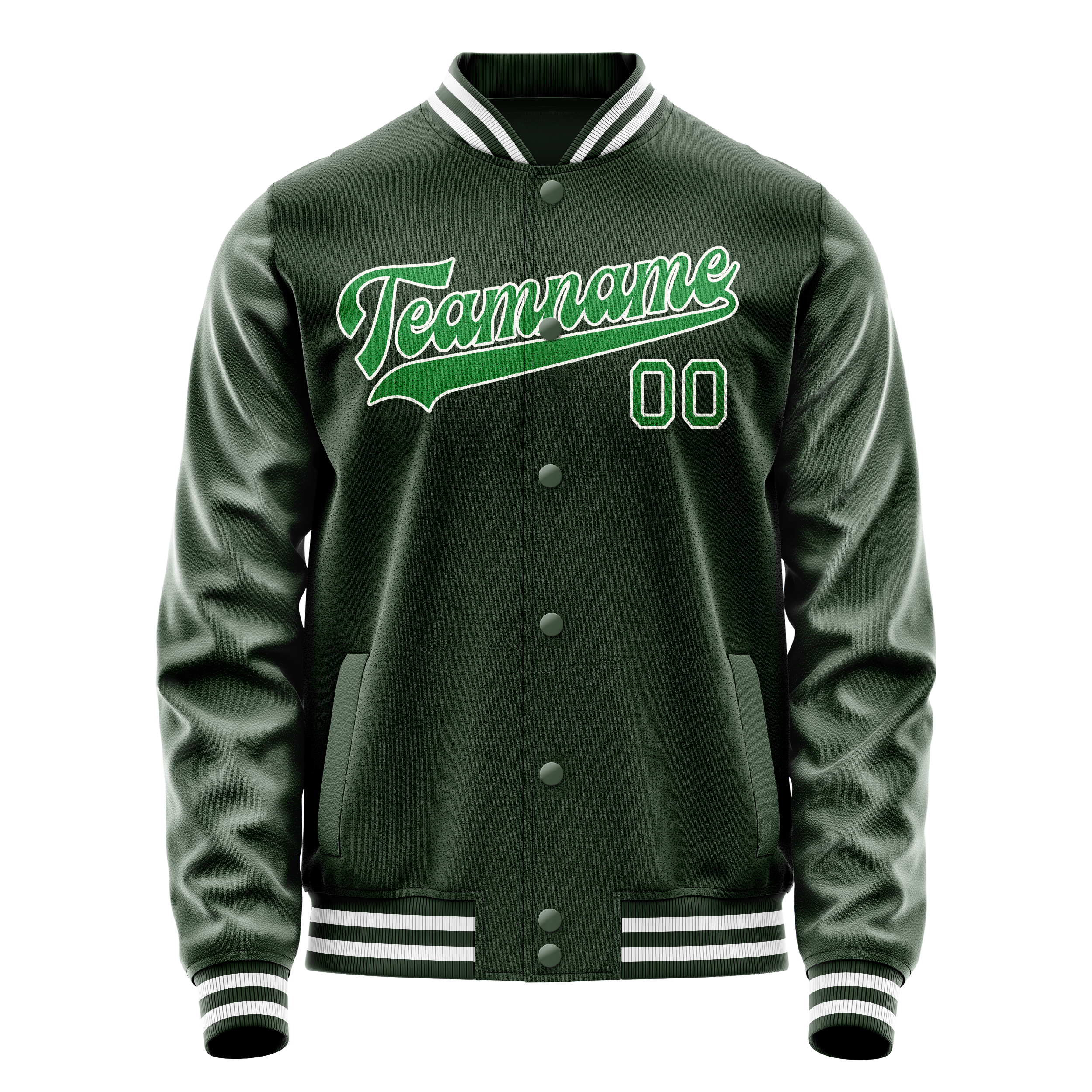 Custom Green Neon-Green Solid Color Varsity Letterman Jacket JA02240617JG196