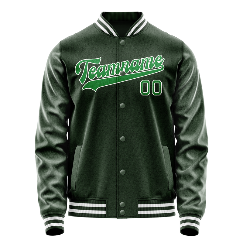 Custom Green Neon-Green Solid Color Varsity Letterman Jacket JA02240617JG196