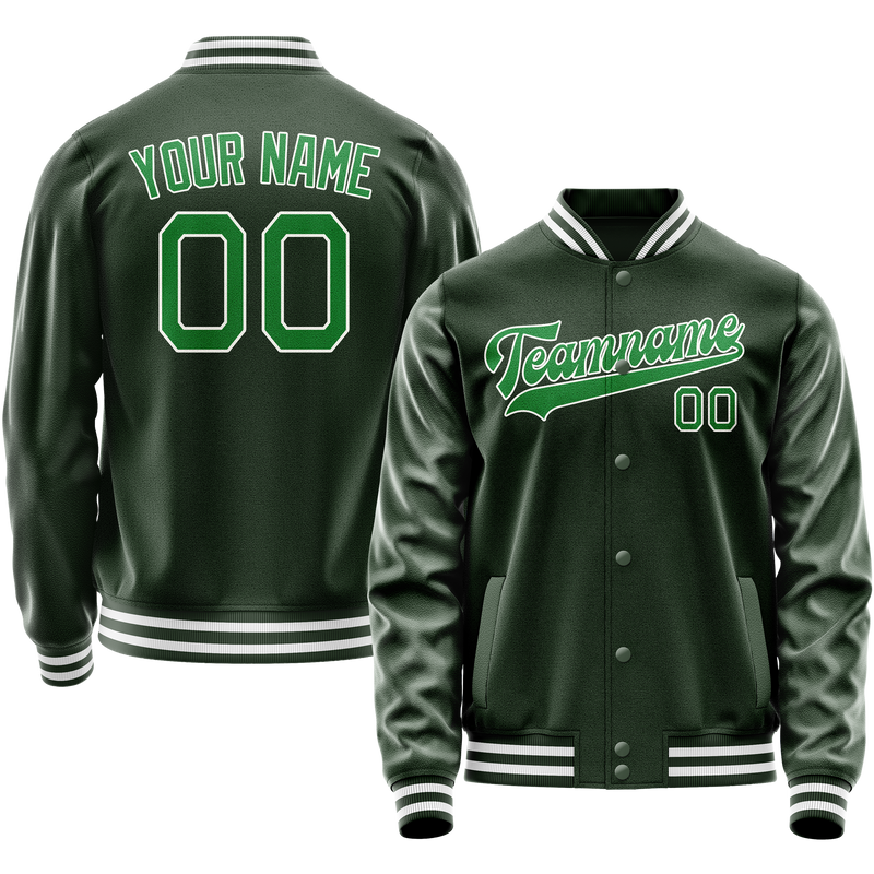 Custom Green Neon-Green Solid Color Varsity Letterman Jacket JA02240617JG196