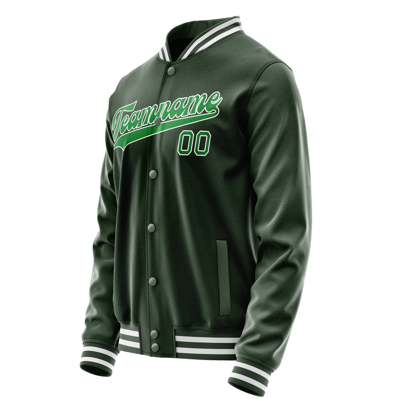 Custom Green Neon-Green Solid Color Varsity Letterman Jacket JA02240617JG196