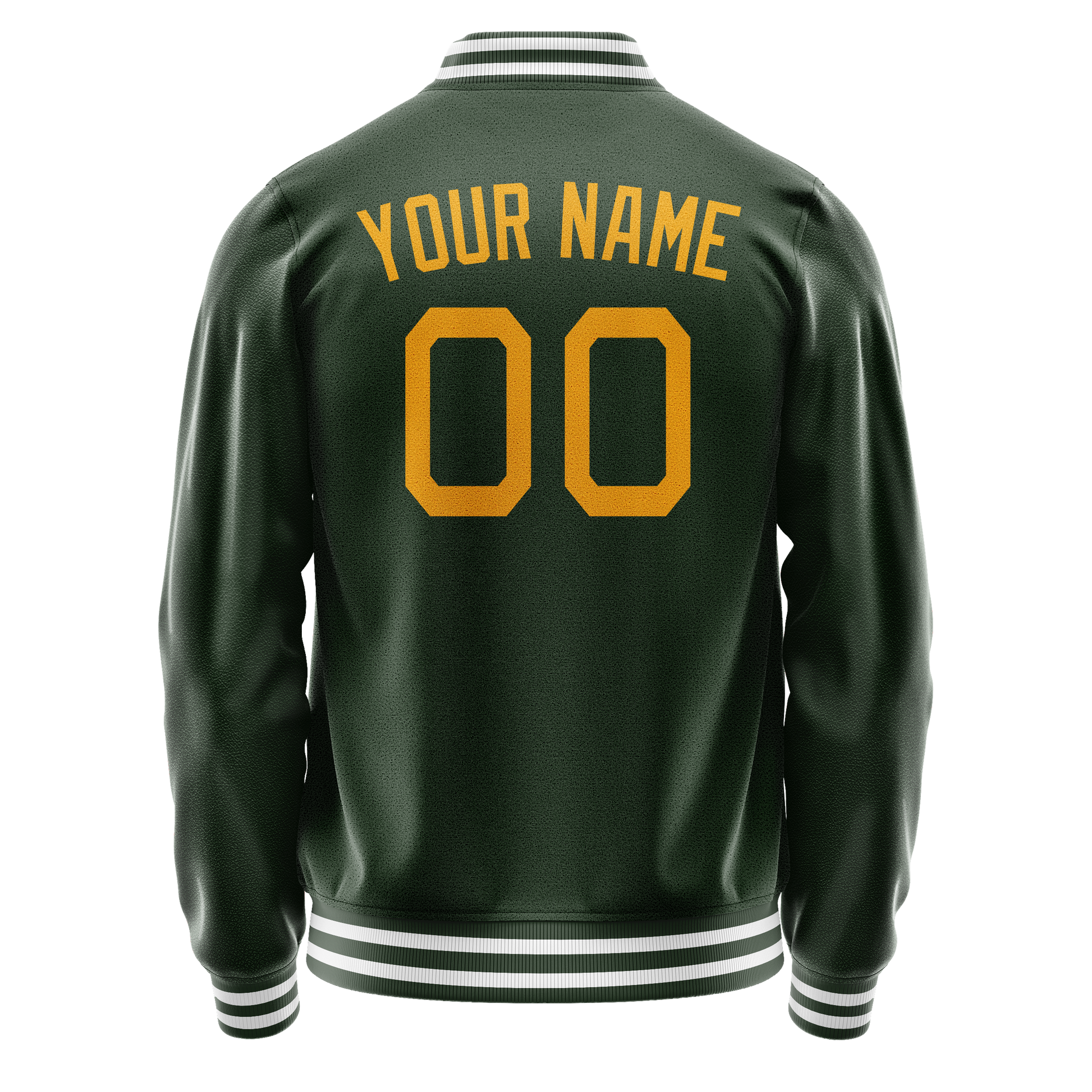 Custom Green Gold Solid Color Varsity Letterman Jacket JA02240617JG188