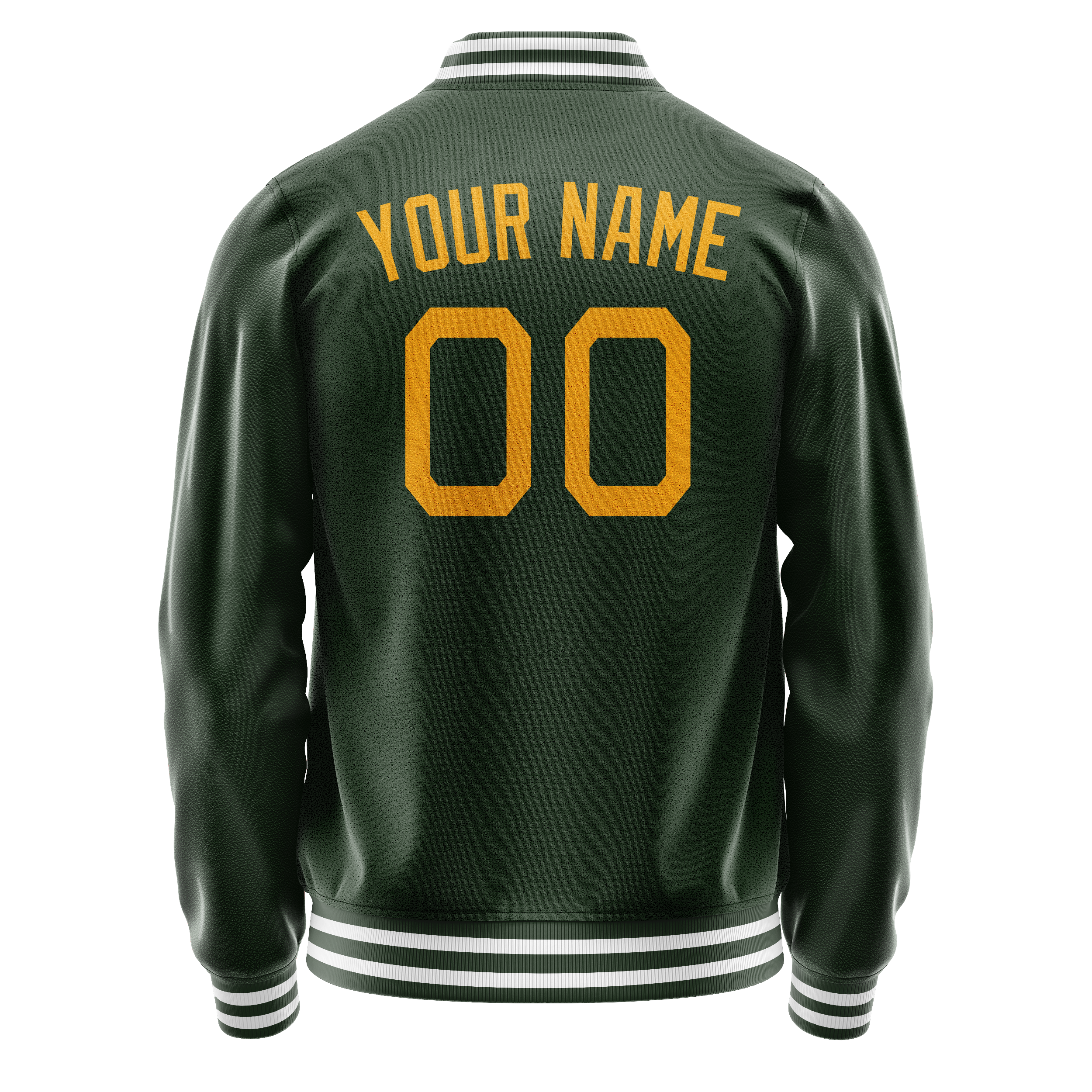 Custom Green Gold Solid Color Varsity Letterman Jacket JA02240617JG188