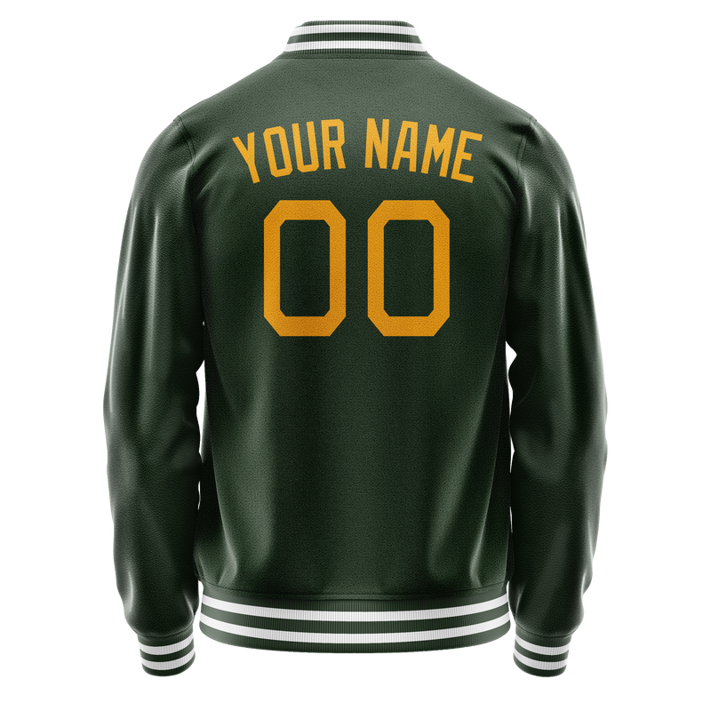 Custom Green Gold Solid Color Varsity Letterman Jacket JA02240617JG188