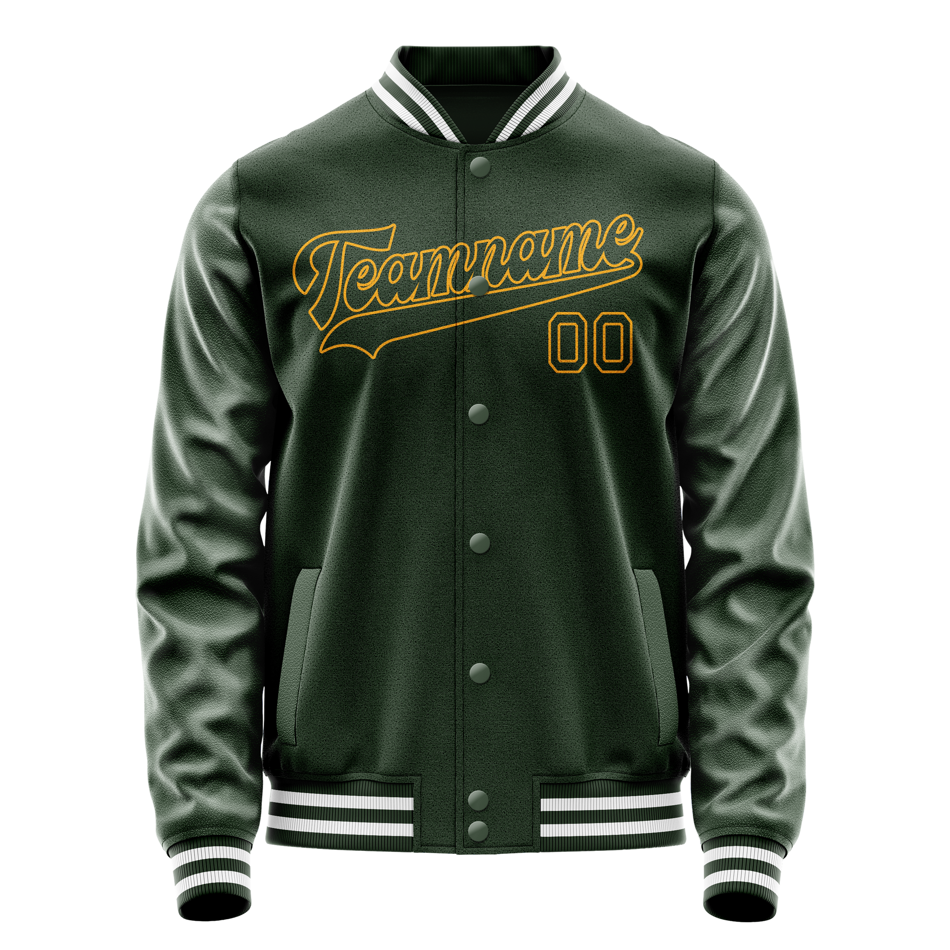Custom Green Gold Solid Color Varsity Letterman Jacket JA02240617JG188