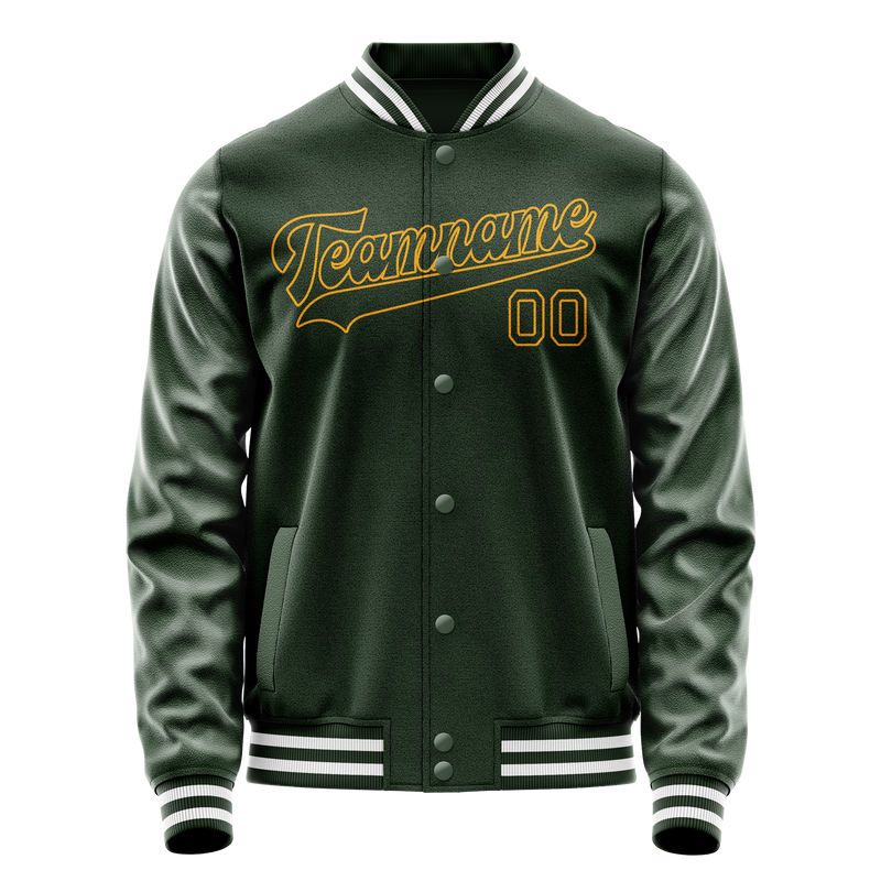 Custom Green Gold Solid Color Varsity Letterman Jacket JA02240617JG188