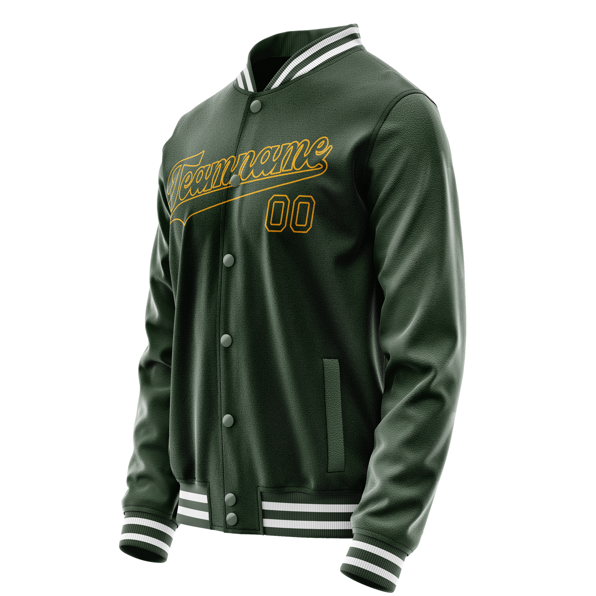 Custom Green Gold Solid Color Varsity Letterman Jacket JA02240617JG188