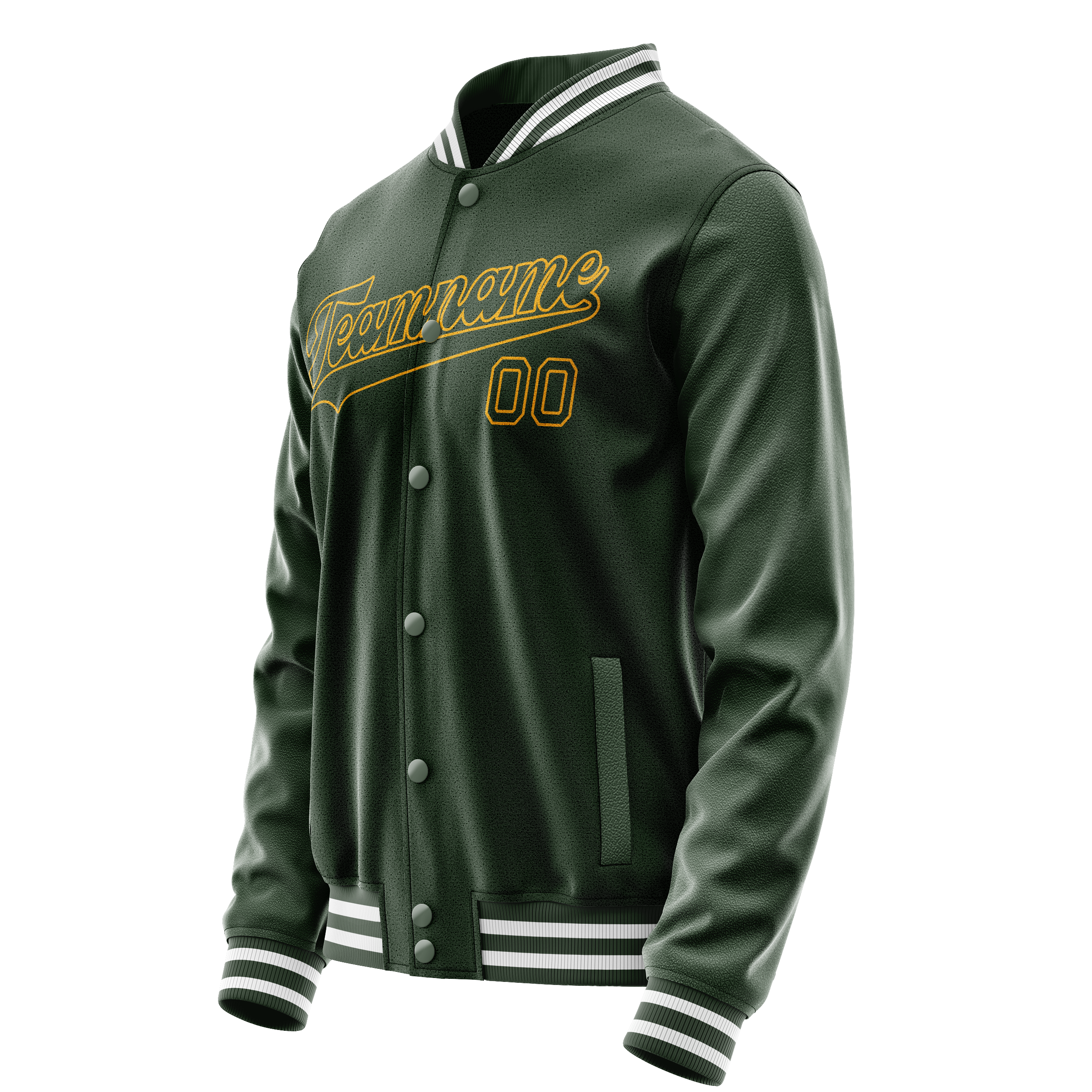 Custom Green Gold Solid Color Varsity Letterman Jacket JA02240617JG188