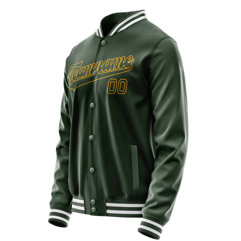 Custom Green Gold Solid Color Varsity Letterman Jacket JA02240617JG188
