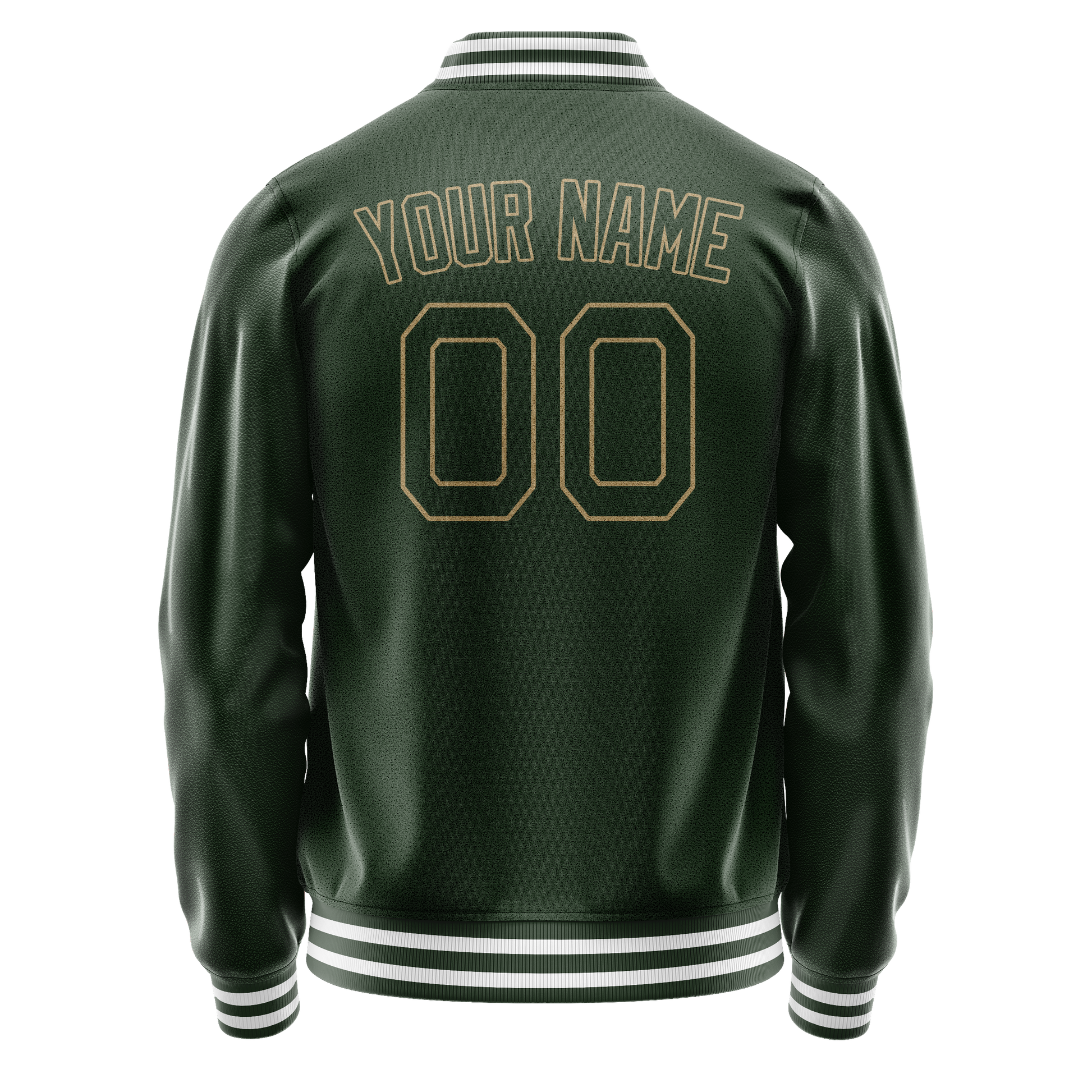 Custom Green Cream Solid Color Varsity Letterman Jacket JA02240617JG187