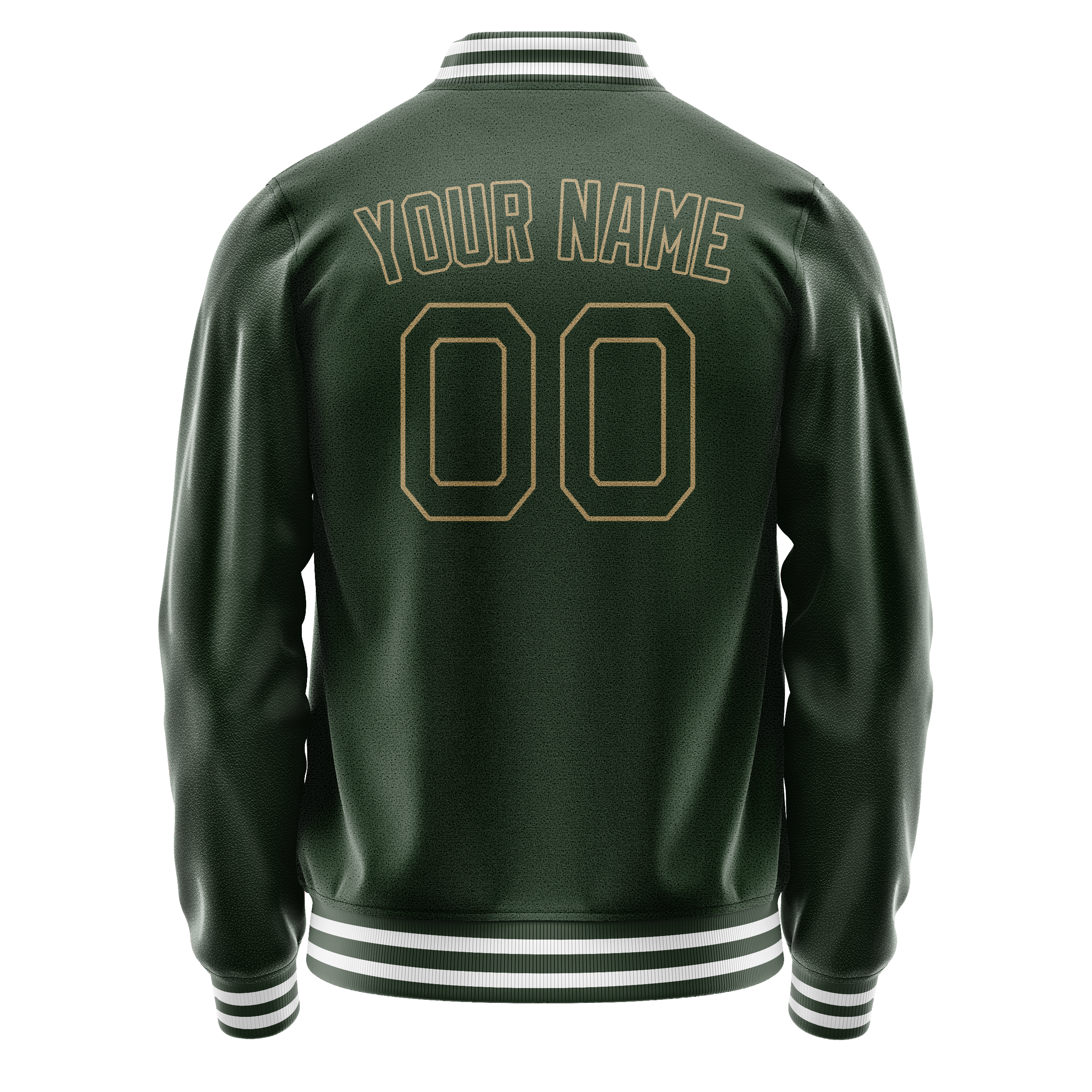 Custom Green Cream Solid Color Varsity Letterman Jacket JA02240617JG187