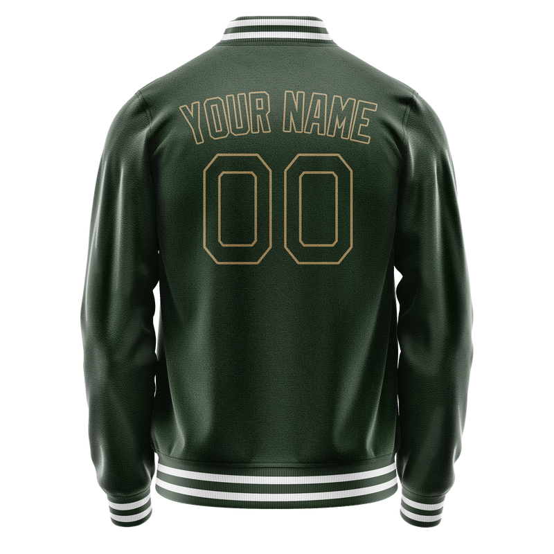 Custom Green Cream Solid Color Varsity Letterman Jacket JA02240617JG187