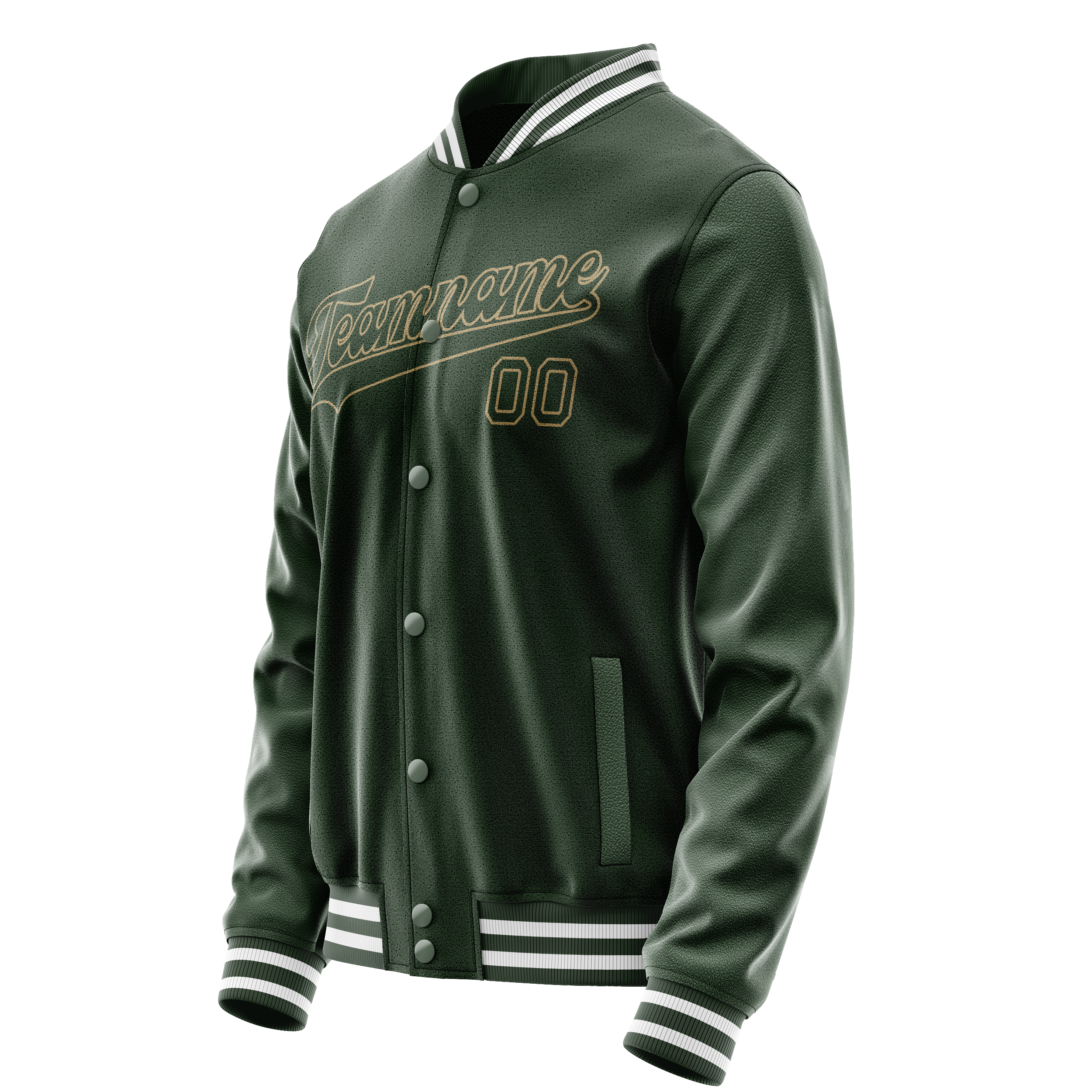 Custom Green Cream Solid Color Varsity Letterman Jacket JA02240617JG187
