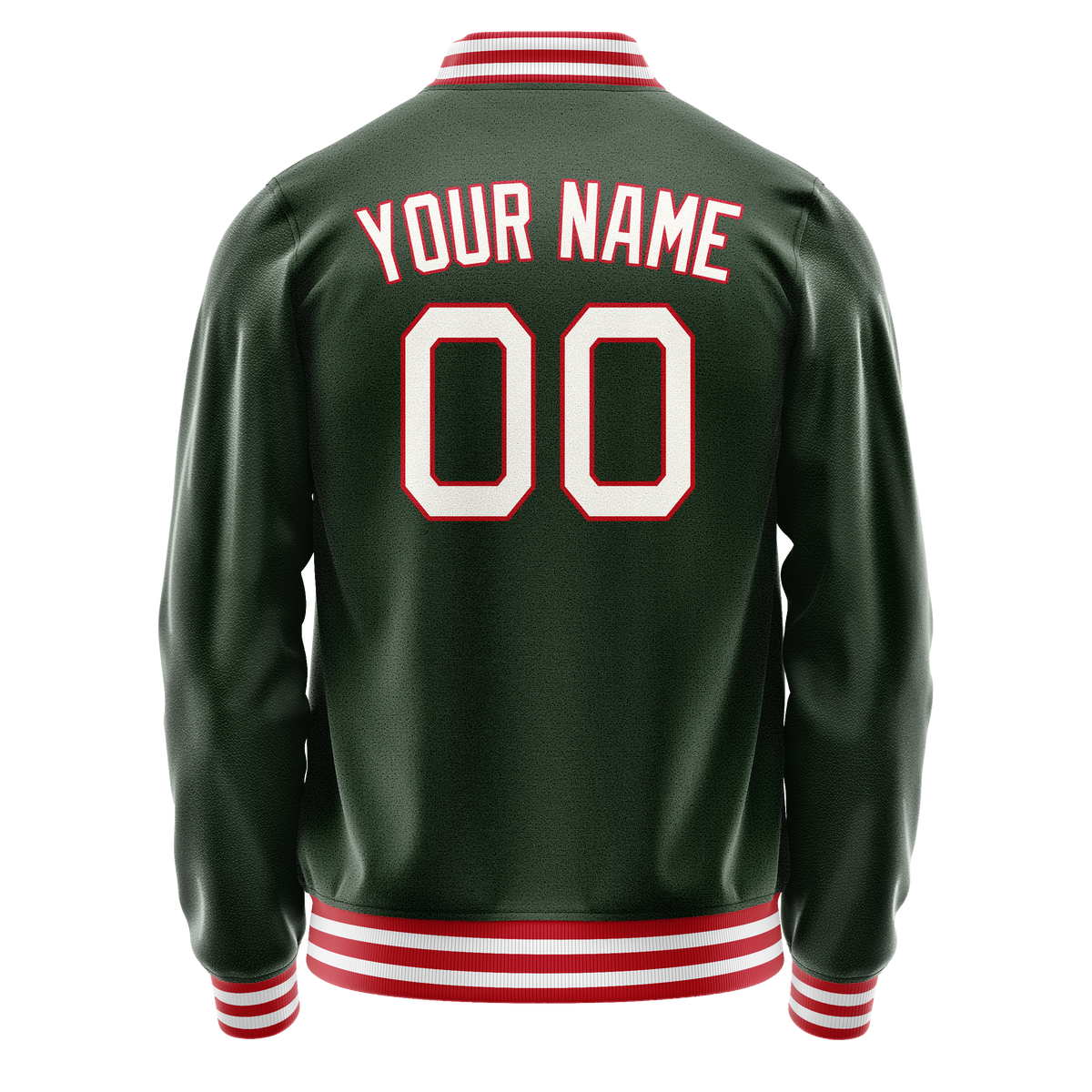 Custom Green White Solid Color Varsity Letterman Jacket JA02240617JG180