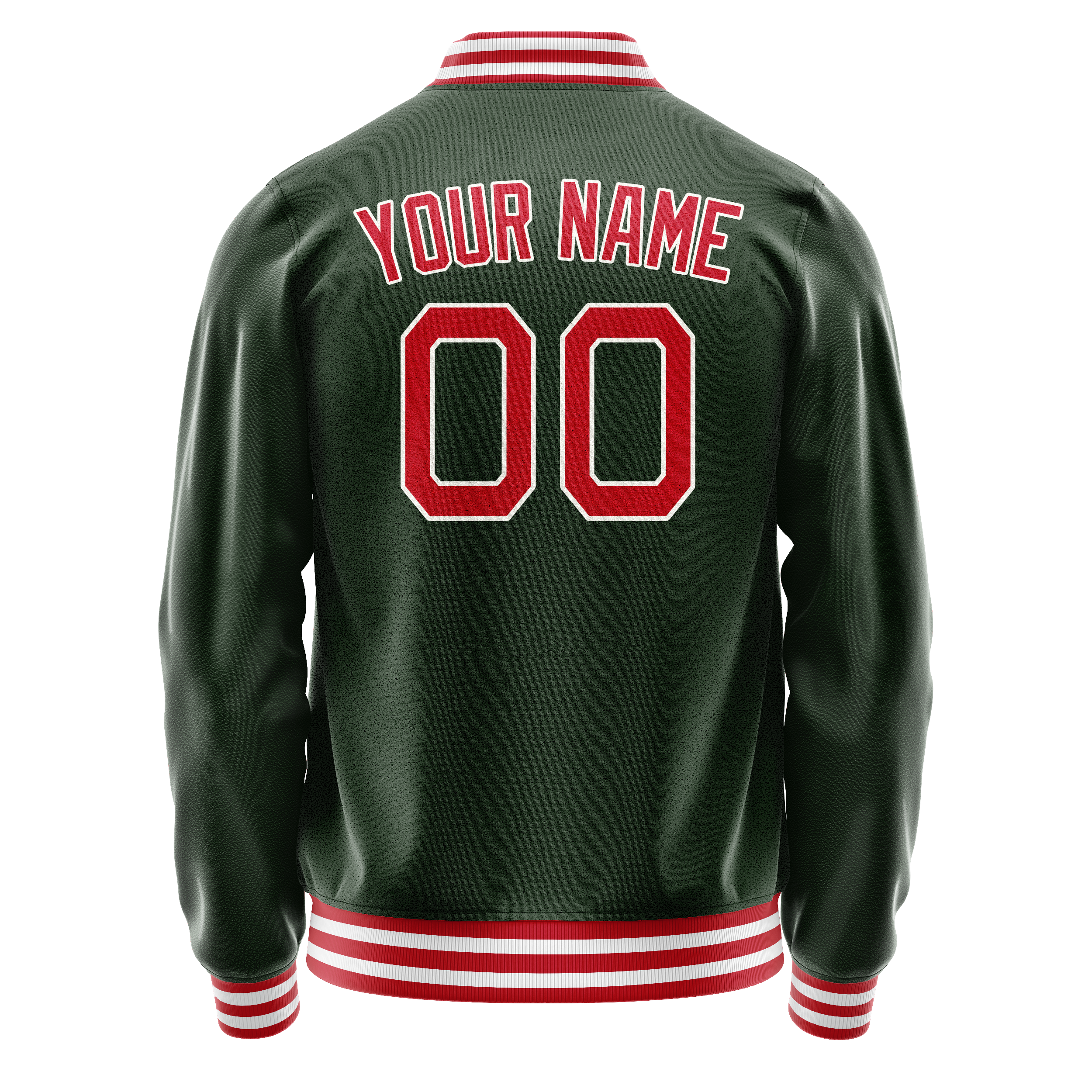 Custom Green Red Solid Color Varsity Letterman Jacket JA02240617JG185