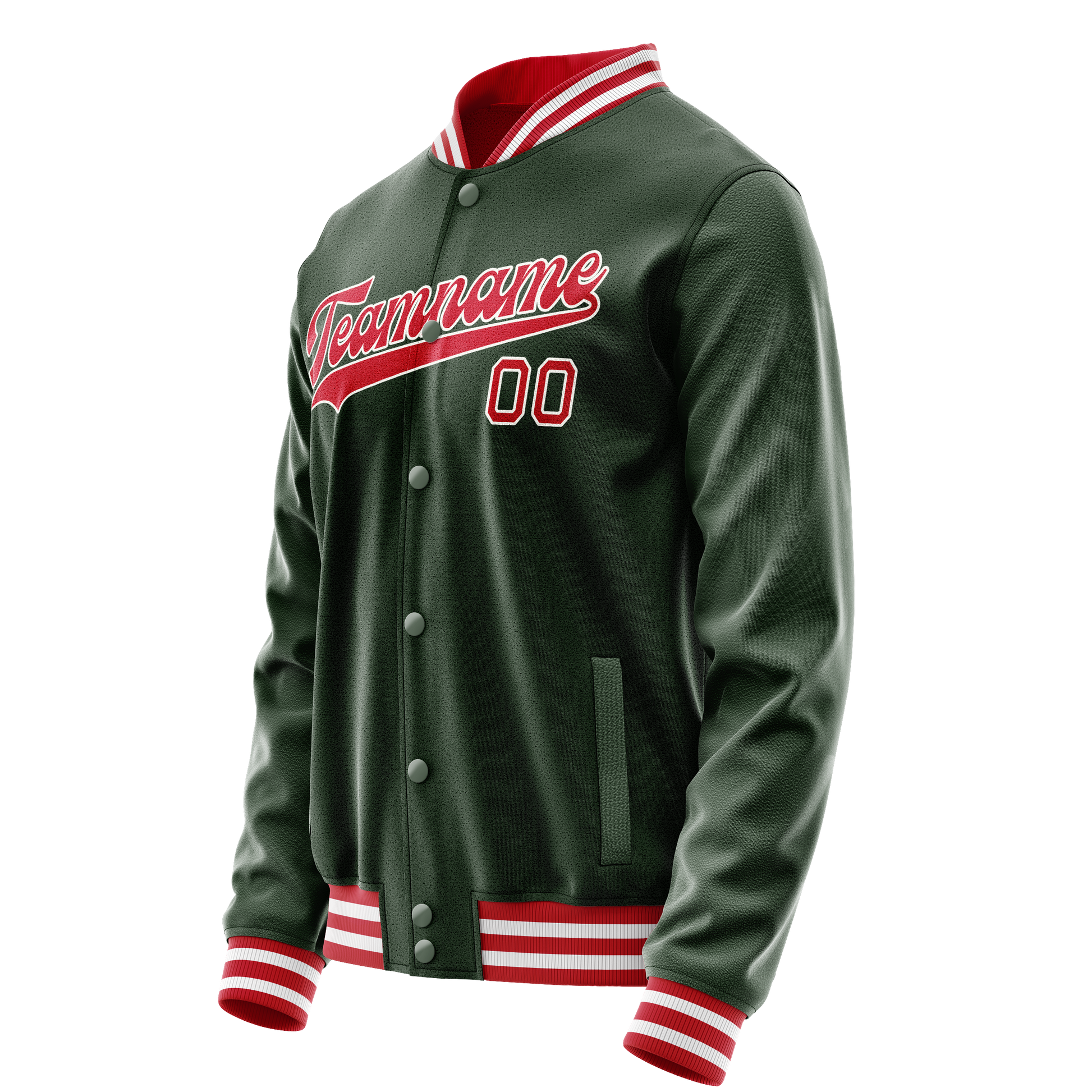 Custom Green Red Solid Color Varsity Letterman Jacket JA02240617JG185