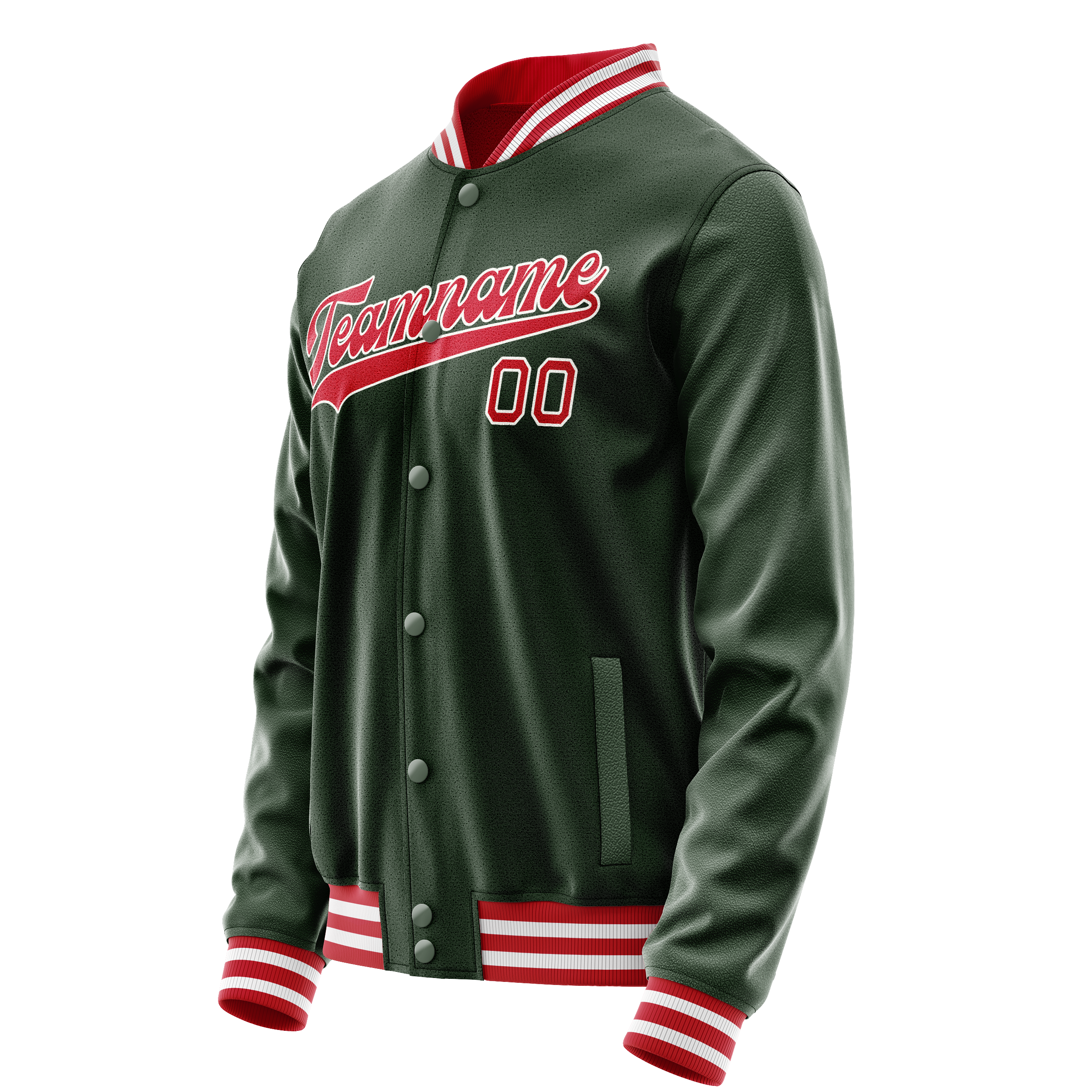 Custom Green Red Solid Color Varsity Letterman Jacket JA02240617JG185