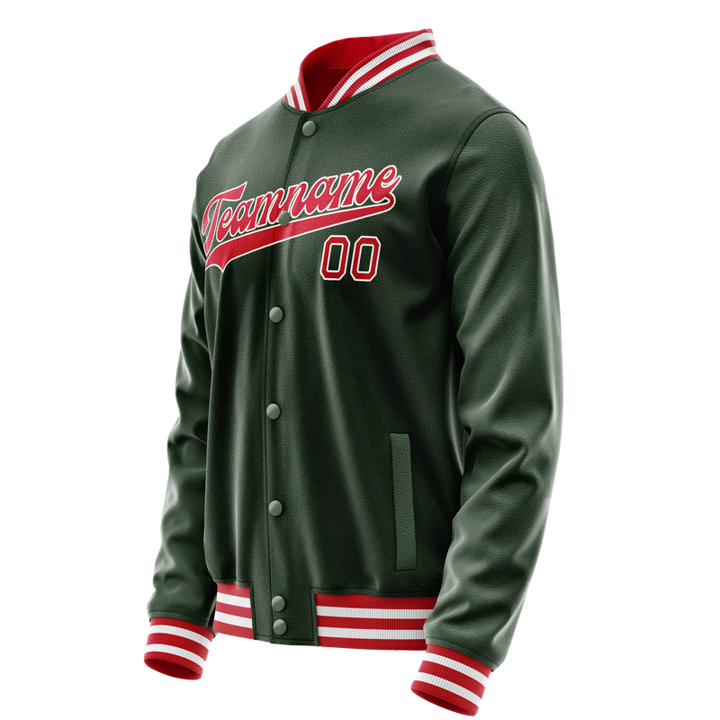 Custom Green Red Solid Color Varsity Letterman Jacket JA02240617JG185