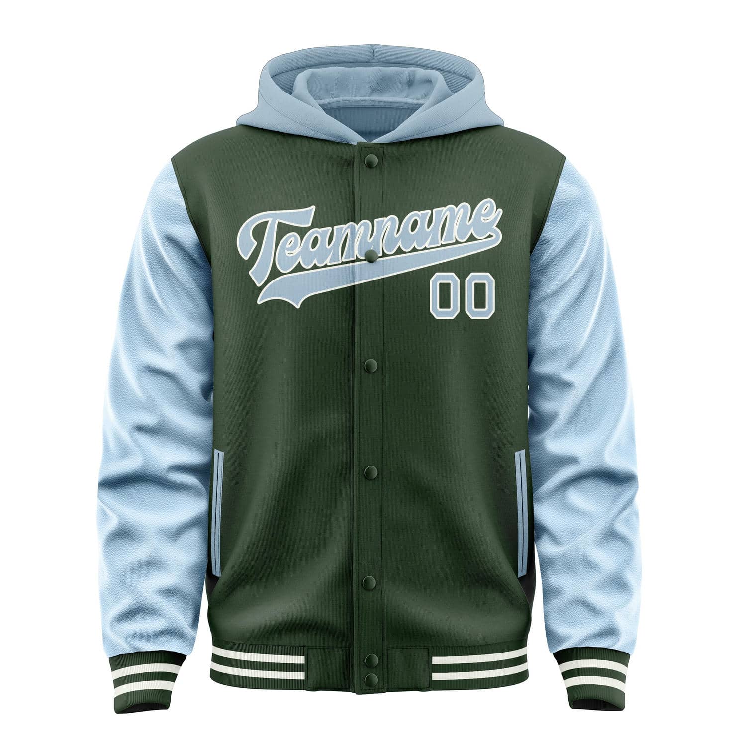 Custom Dark Green Light Blue Jacket