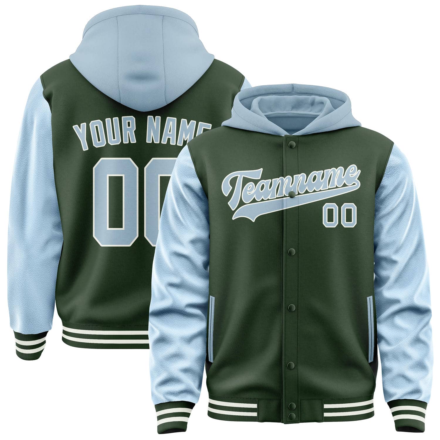 Custom Dark Green Light Blue Jacket