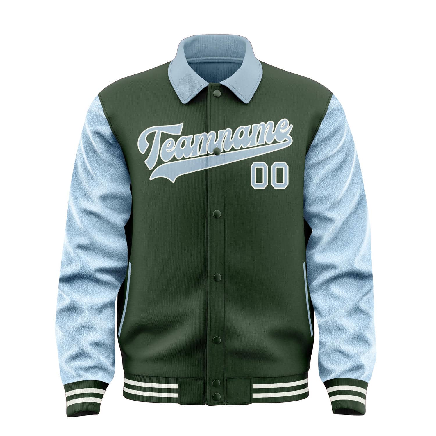 Custom Dark Green Light Blue Jacket