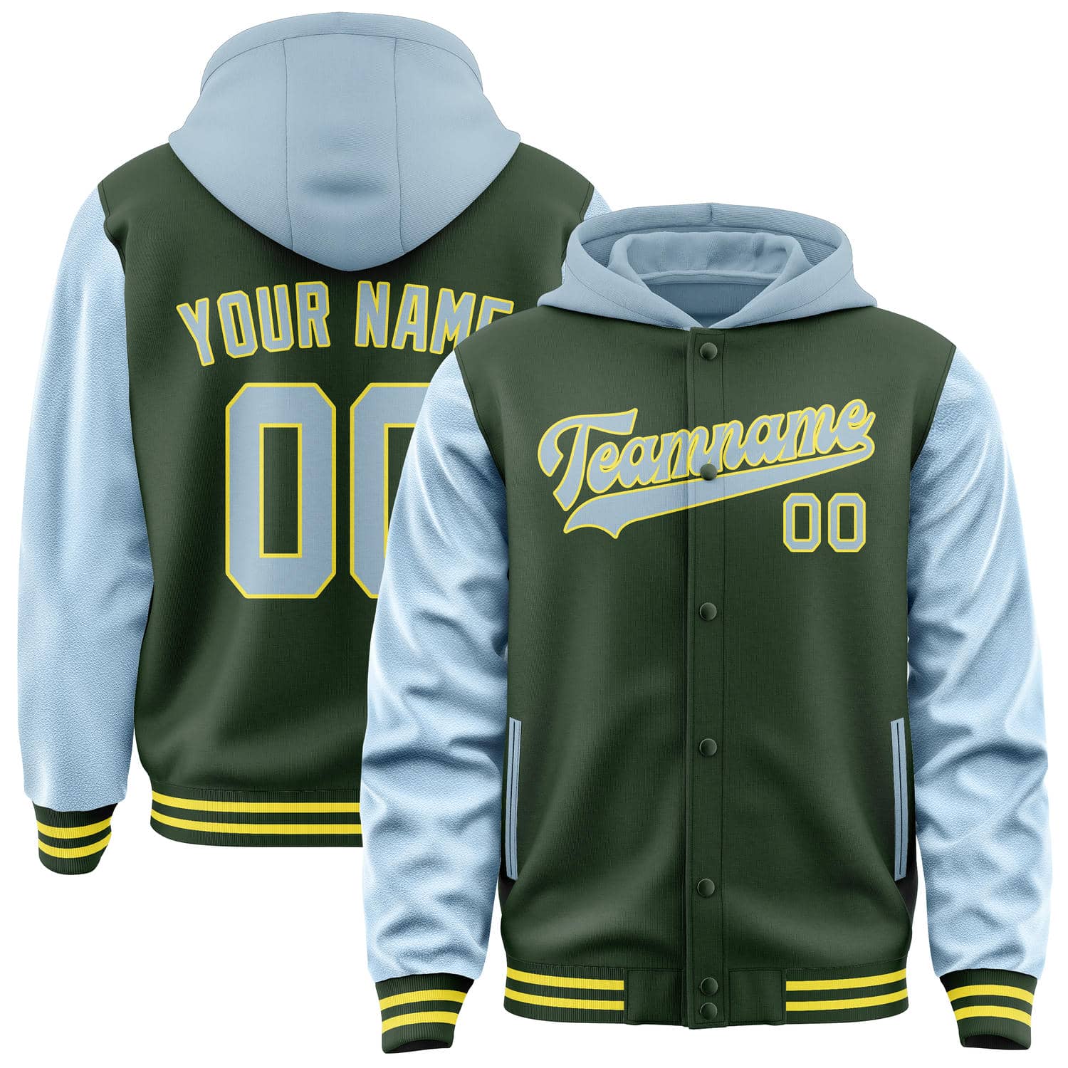 Custom Dark Green Light Blue Jacket
