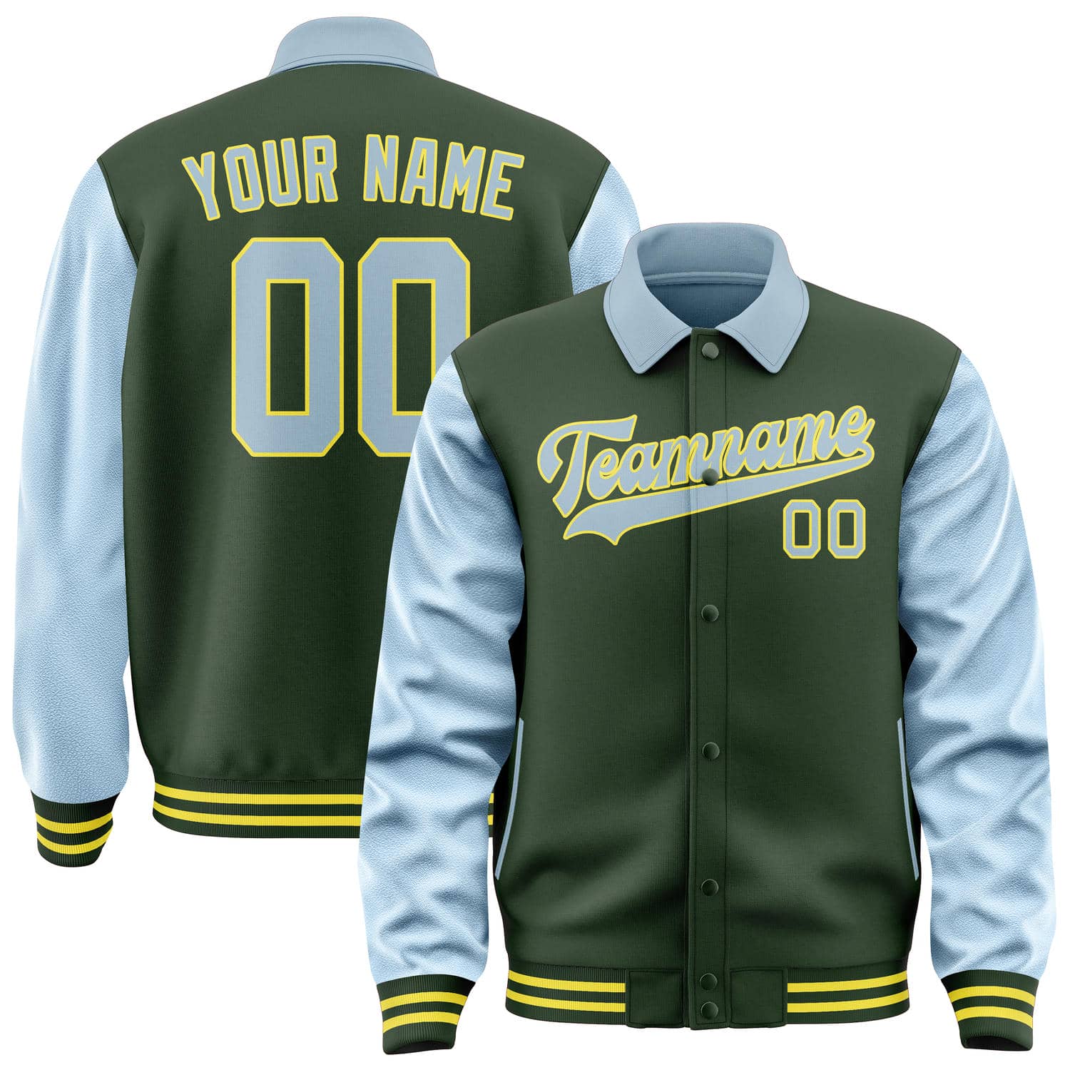 Custom Dark Green Light Blue Jacket