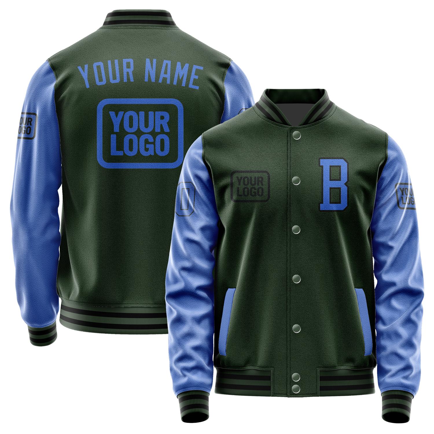 Custom Dark Green Sky Blue Jacket JA060609061717090917