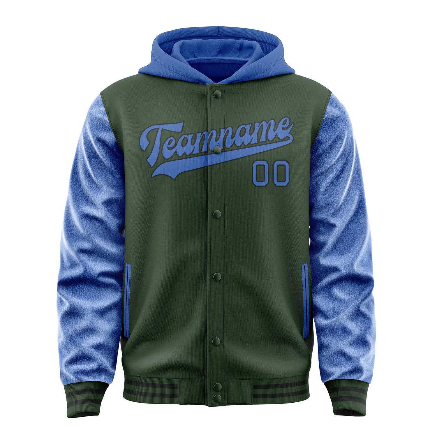 Custom Dark Green Sky Blue Jacket