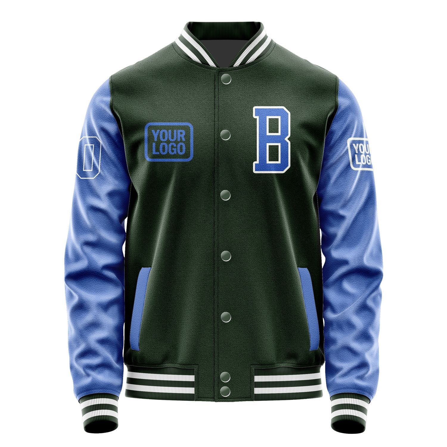 Custom Dark Green Sky Blue Jacket JA060609061818090918