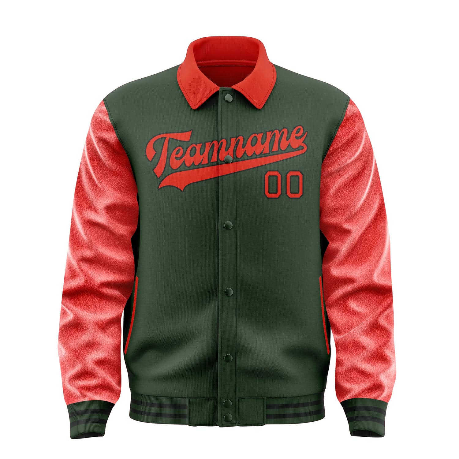 Custom Dark Green Orange Red Jacket